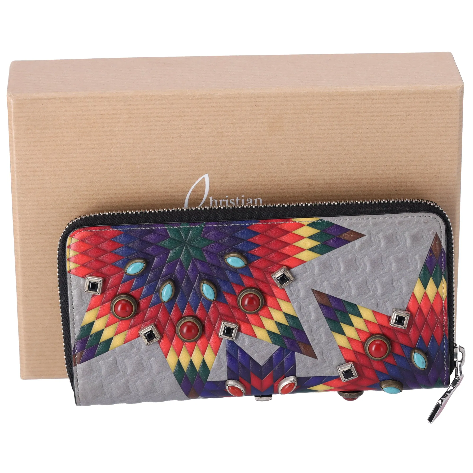 Christian Louboutin Panettone Long Wallet Gray Red Multi Leather Beaded sold by Gaby's Bags product image thumbnail 2