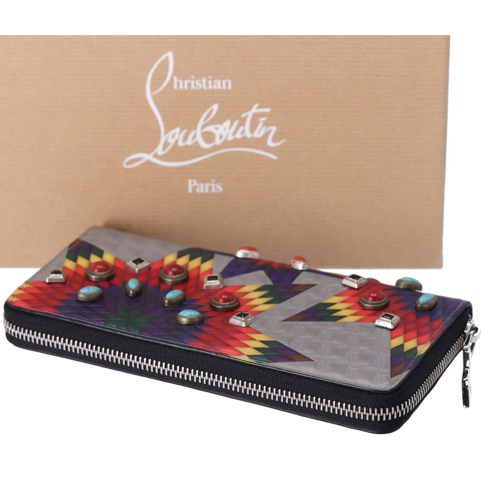 Christian Louboutin Panettone Long Wallet Gray Red Multi Leather Beaded sold by Gaby's Bags product image thumbnail 3