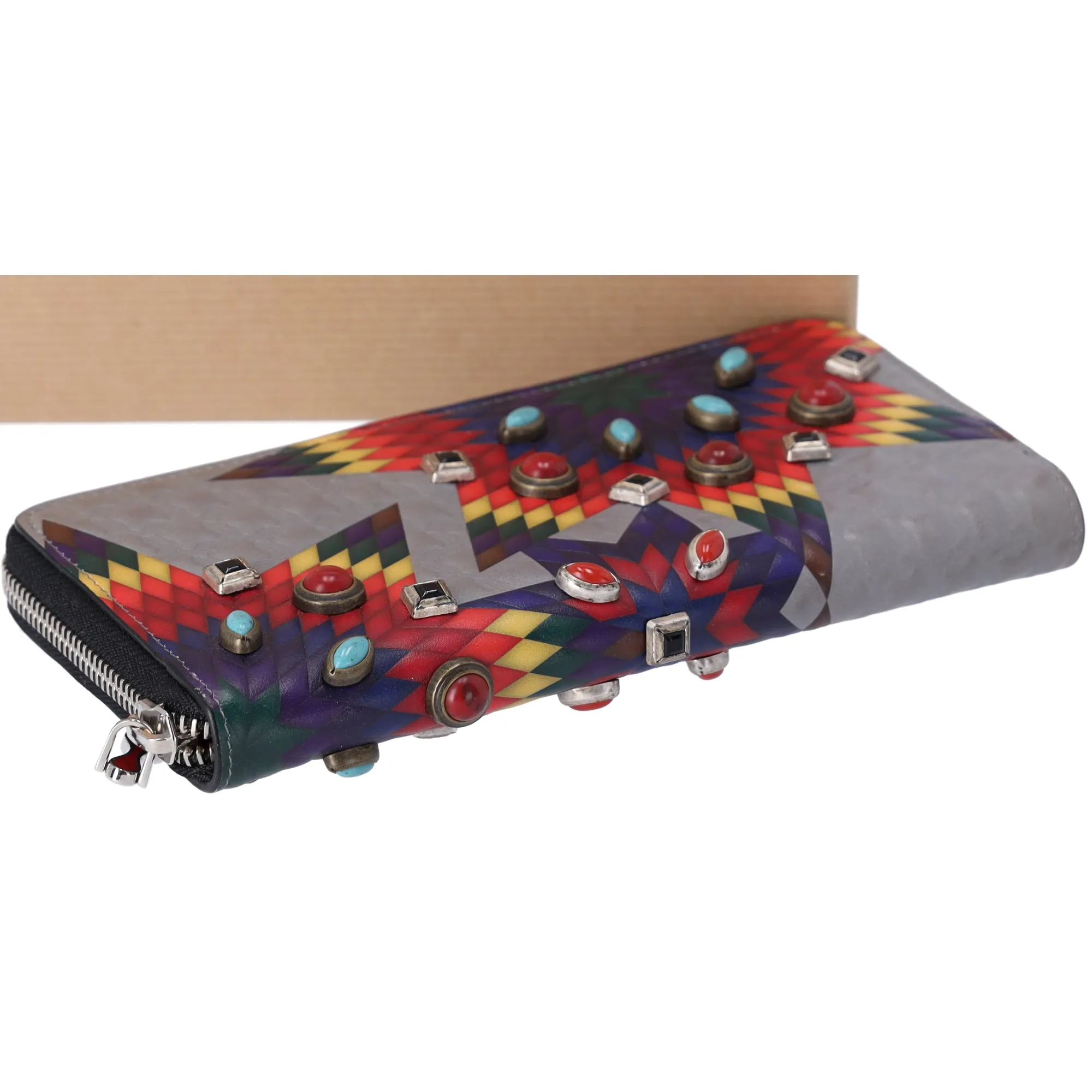 Christian Louboutin Panettone Long Wallet Gray Red Multi Leather Beaded sold by Gaby's Bags product image thumbnail 4