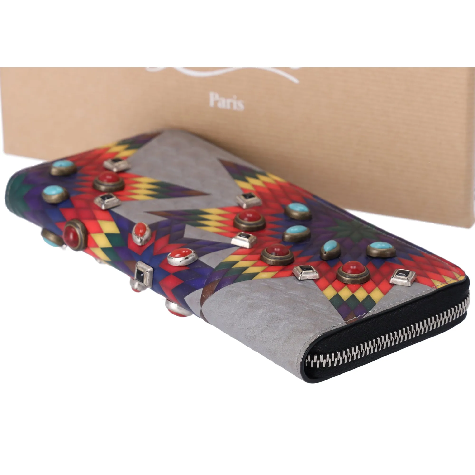 Christian Louboutin Panettone Long Wallet Gray Red Multi Leather Beaded sold by Gaby's Bags product image thumbnail 5