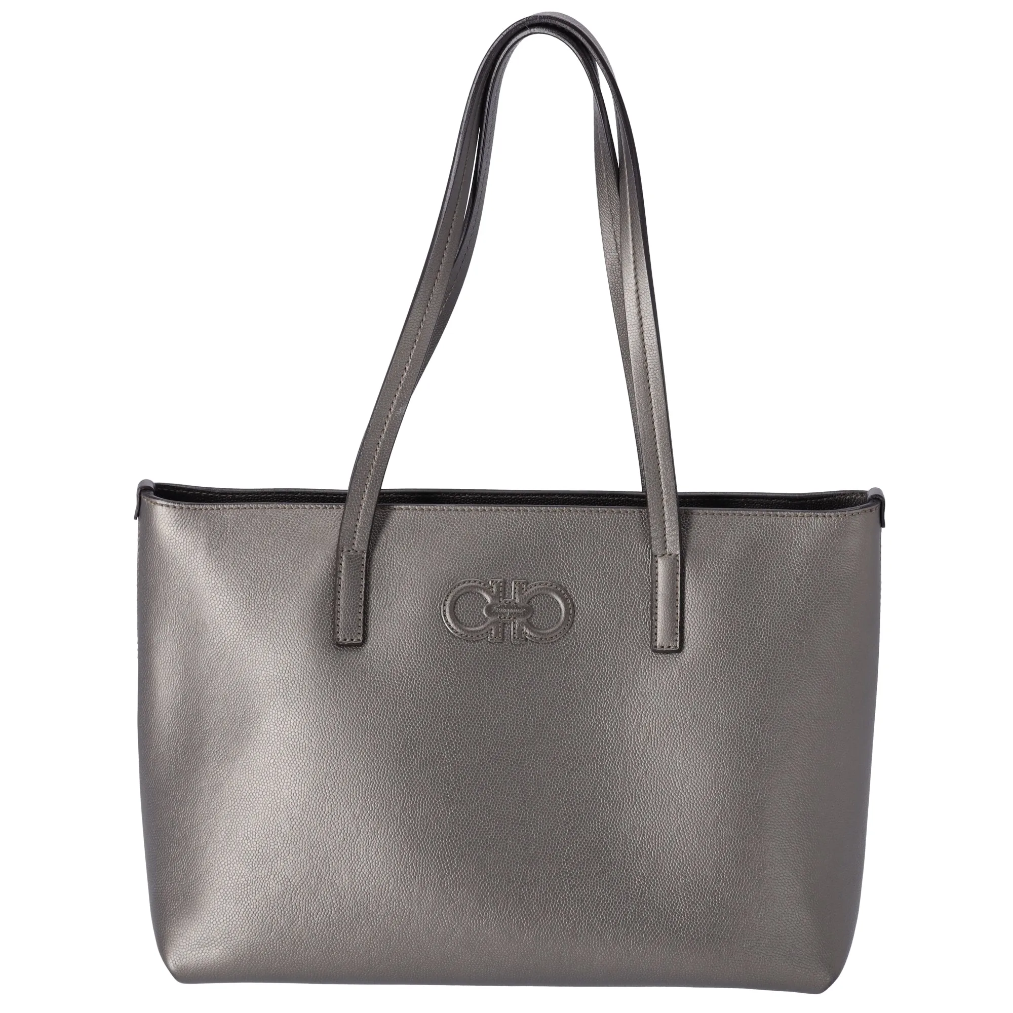 Salvatore Ferragamo Gancini Shoulder Bag Silver Leather sold by Gaby's Bags