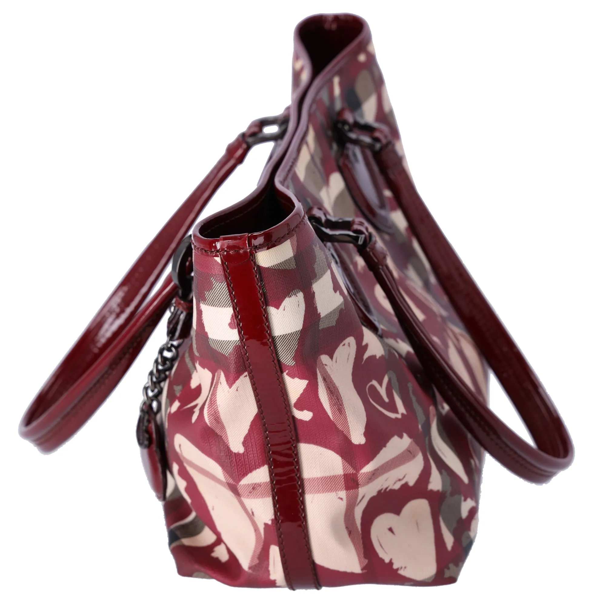 Burberry Nova Check Heart Tote Red Beige Multi PVC Patent Leather sold by Gaby's Bags product image thumbnail 3