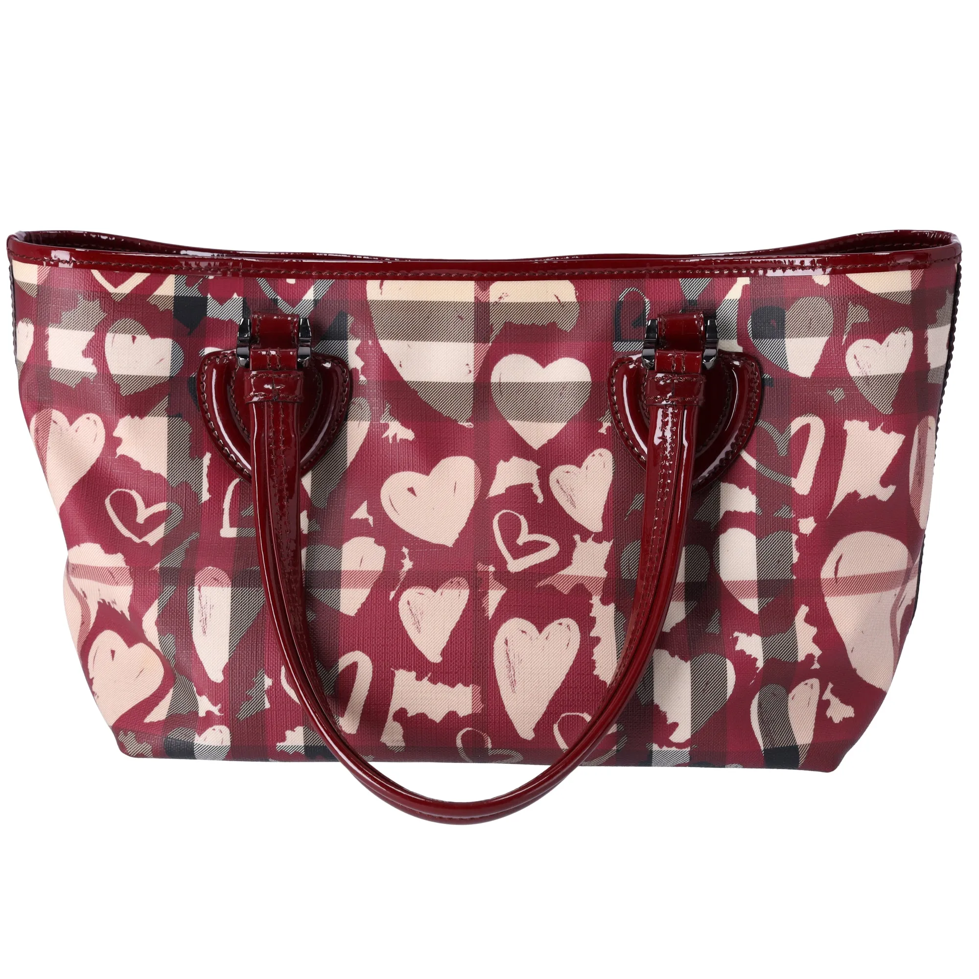 Burberry Nova Check Heart Tote Red Beige Multi PVC Patent Leather sold by Gaby's Bags product image thumbnail 4