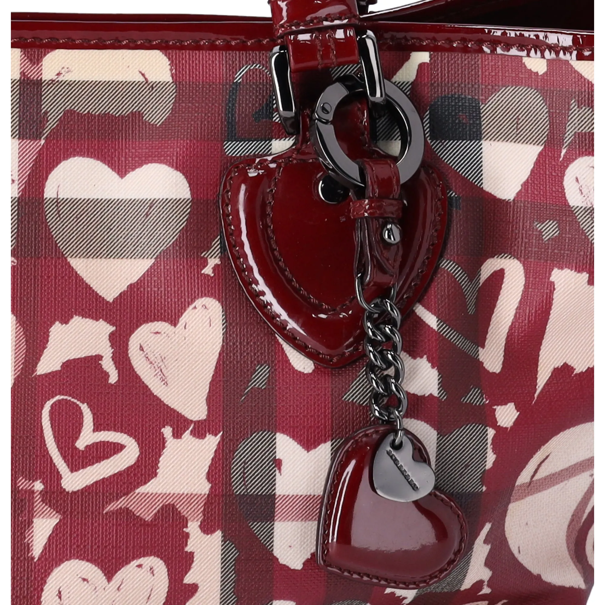 Burberry Nova Check Heart Tote Red Beige Multi PVC Patent Leather sold by Gaby's Bags product image thumbnail 2