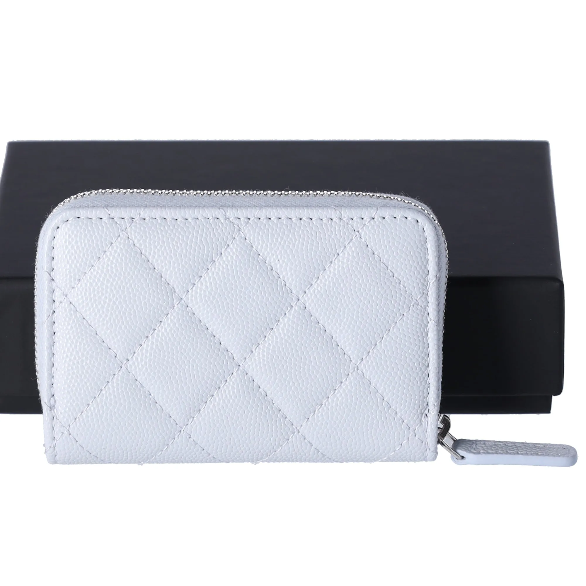 CHANEL Perforated CC Logo Coin Case Light Blue Caviar Leather sold by Gaby's Bags product image thumbnail 2