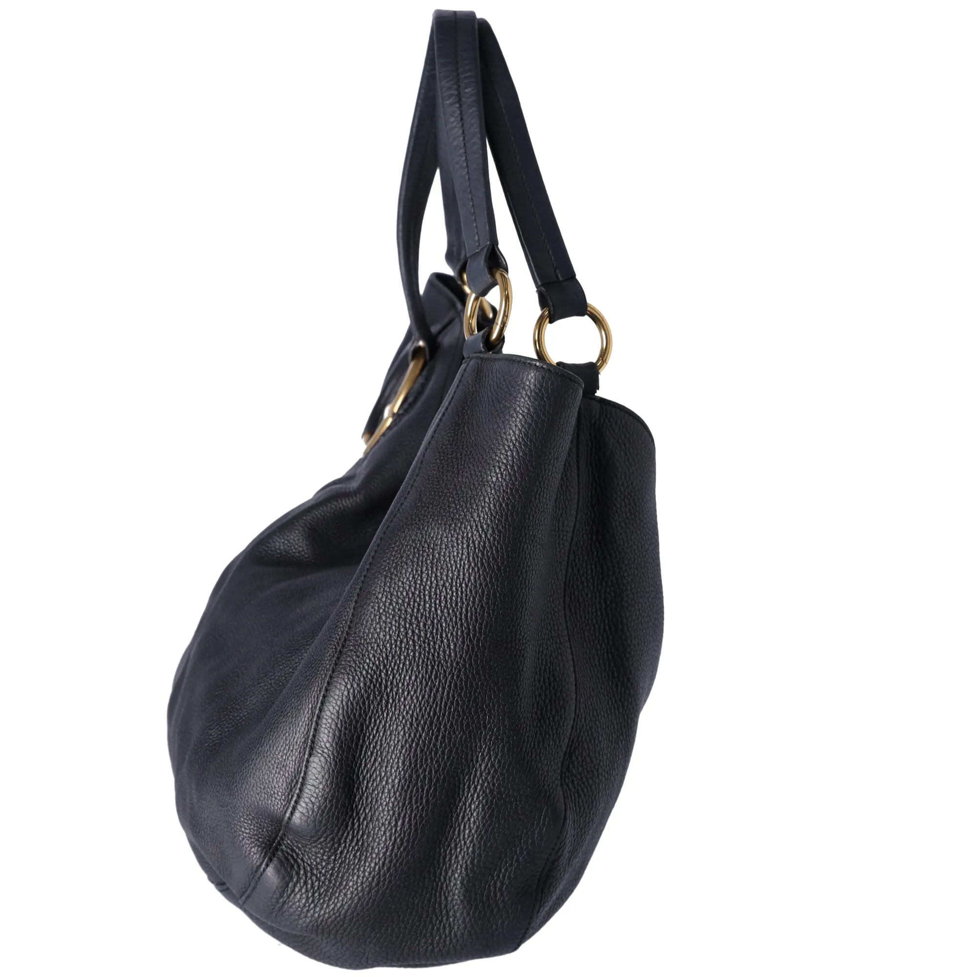 GUCCI Locking G Handbag 309531 Navy Pebbled Leather sold by Gaby's Bags product image thumbnail 3