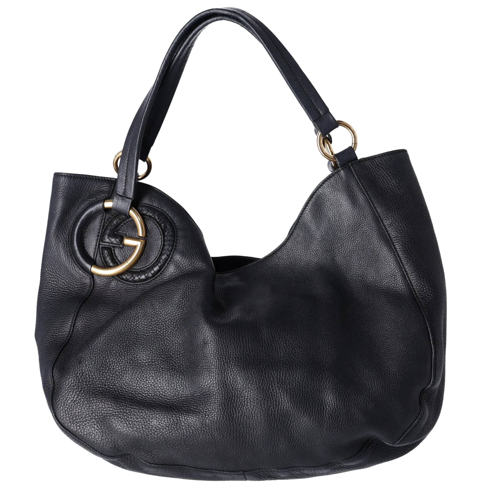 GUCCI Locking G Handbag 309531 Navy Pebbled Leather sold by Gaby's Bags