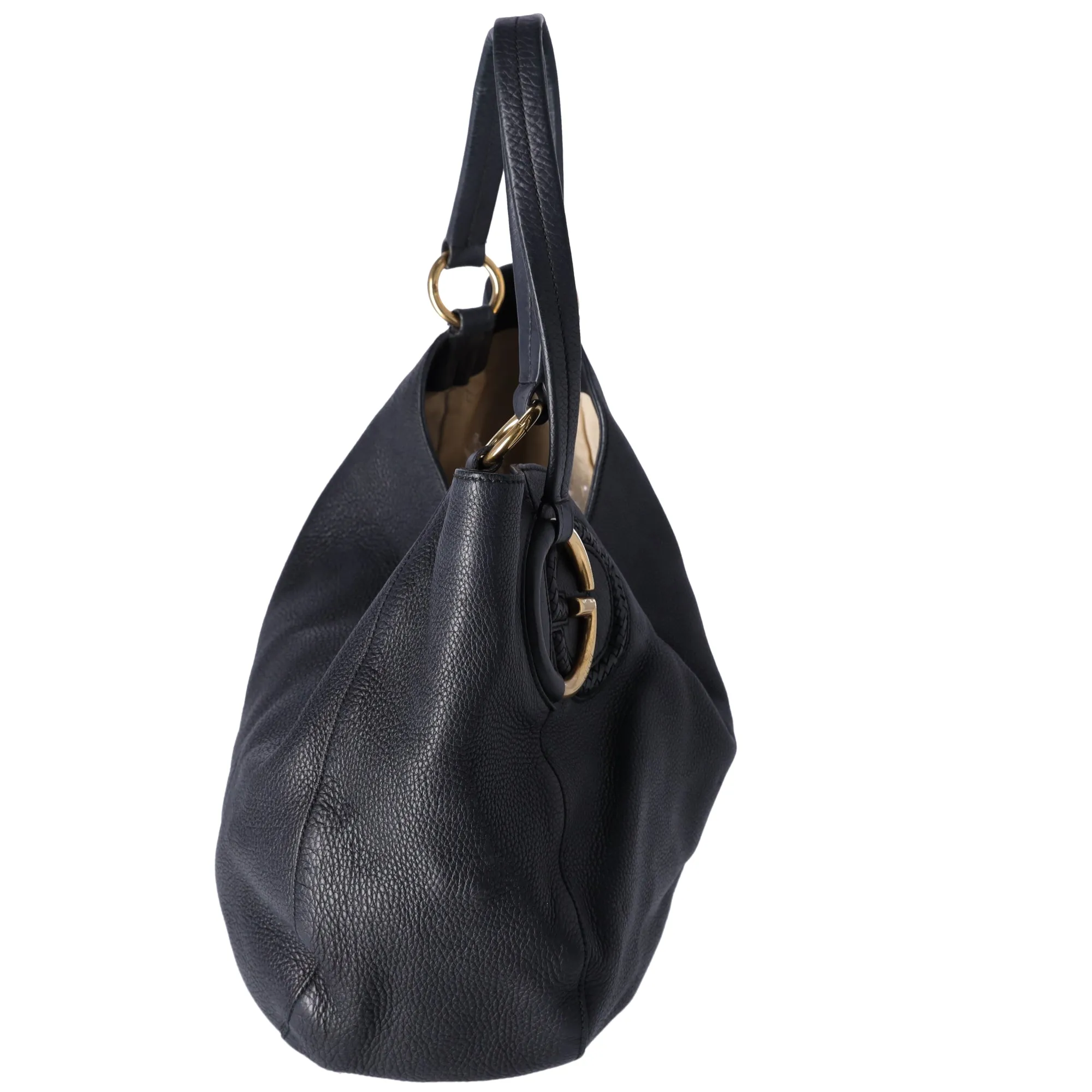 GUCCI Locking G Handbag 309531 Navy Pebbled Leather sold by Gaby's Bags product image thumbnail 5