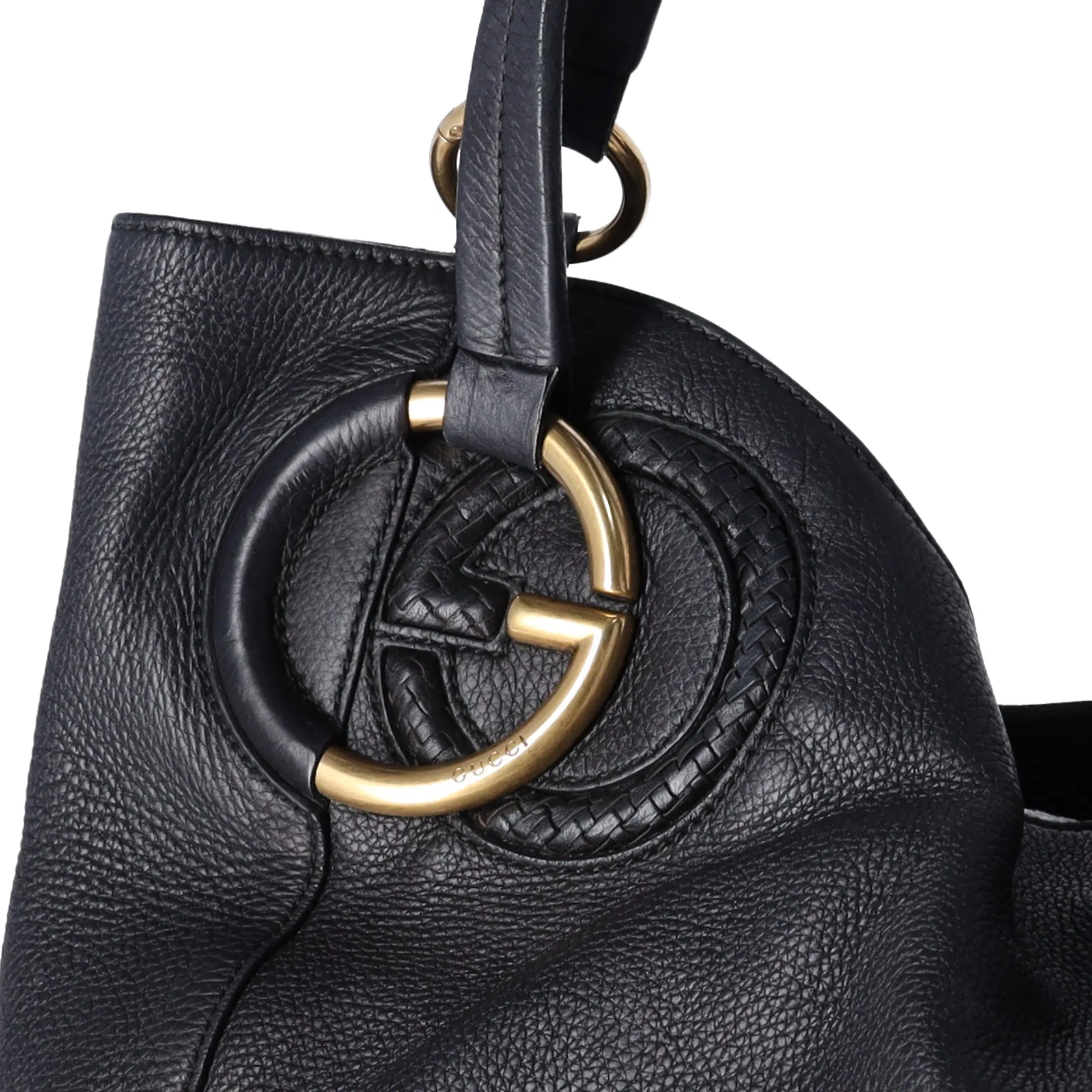 GUCCI Locking G Handbag 309531 Navy Pebbled Leather sold by Gaby's Bags product image thumbnail 2