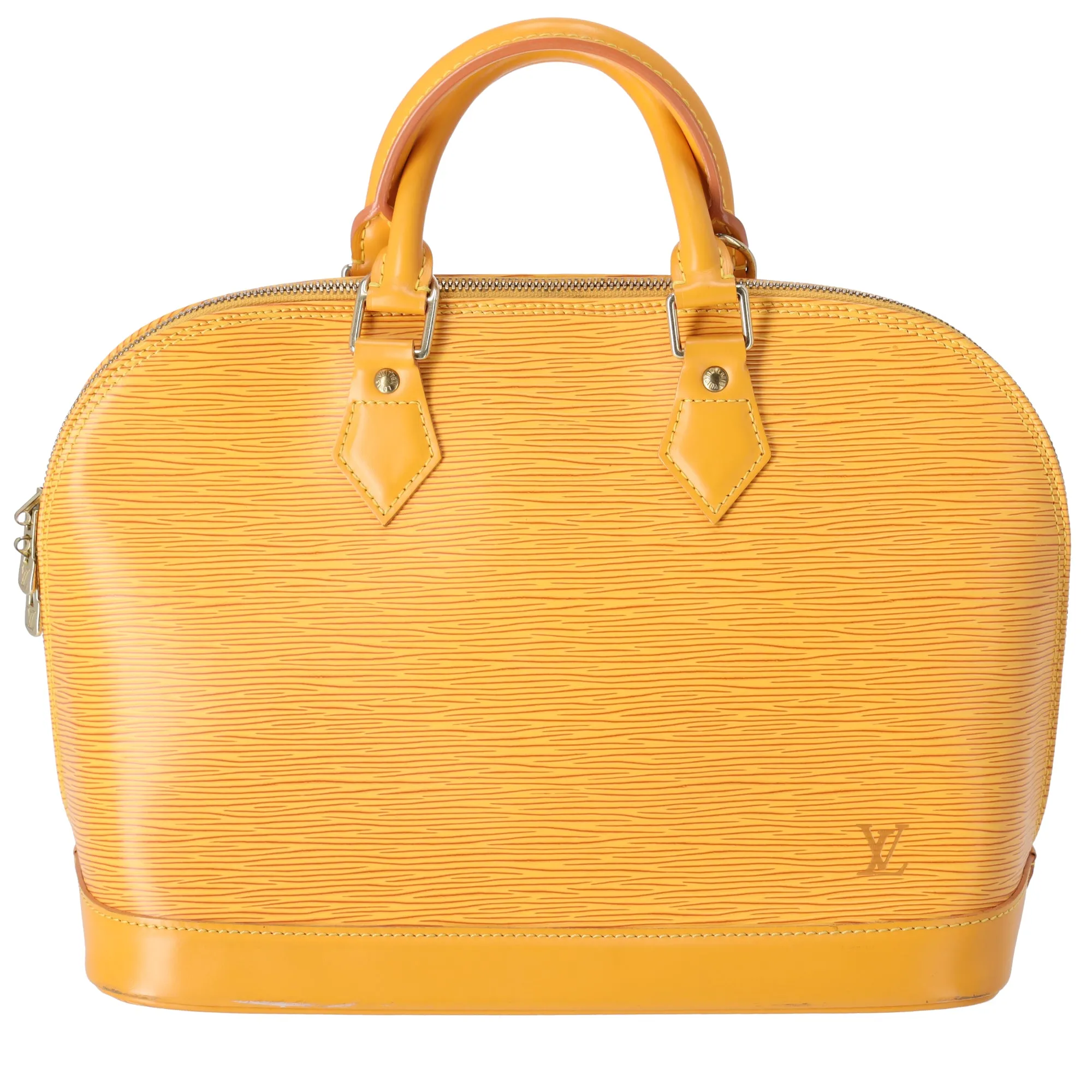 Louis Vuitton Alma Epi Handbag M52149 Yellow Jaune Leather LV logo sold by Gaby's Bags