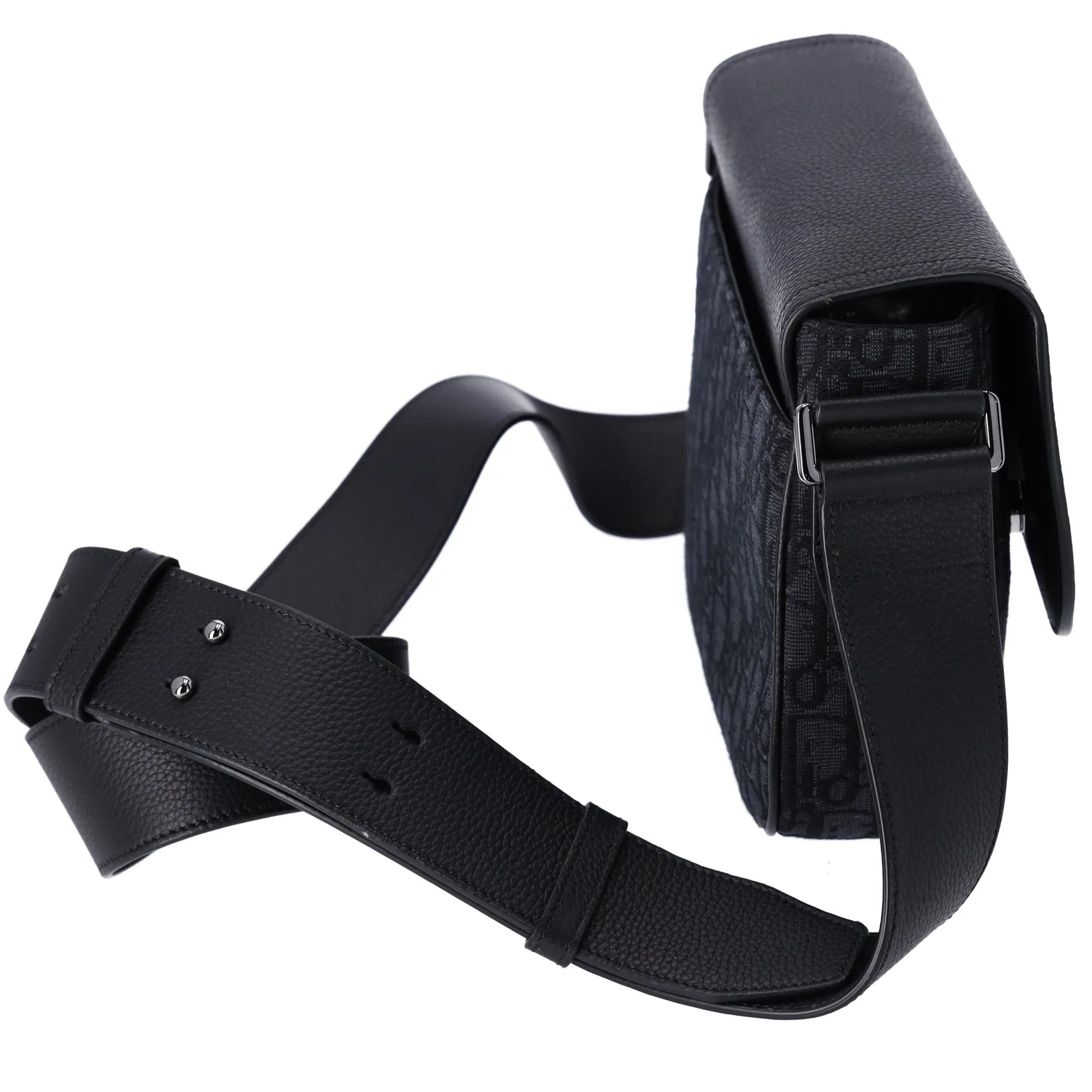 Christian Dior Saddle Mini Messenger Shoulder Bag Dark Gray Black Jacquard sold by Gaby's Bags product image thumbnail 4