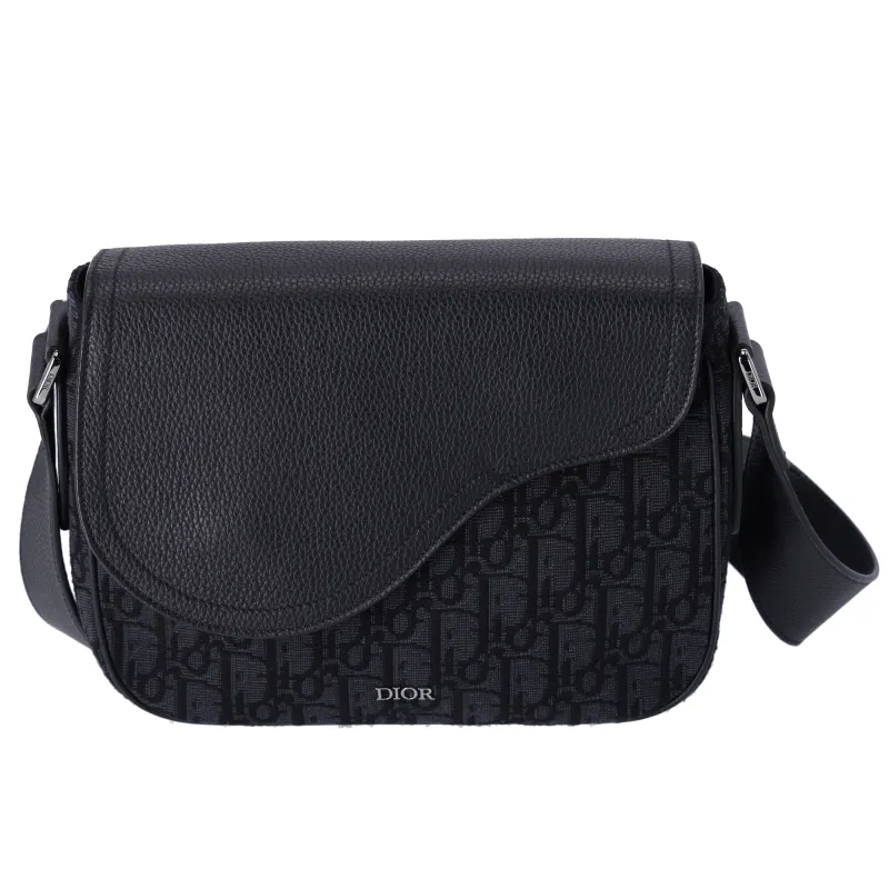 Christian Dior Saddle Mini Messenger Shoulder Bag Dark Gray Black Jacquard sold by Gaby's Bags