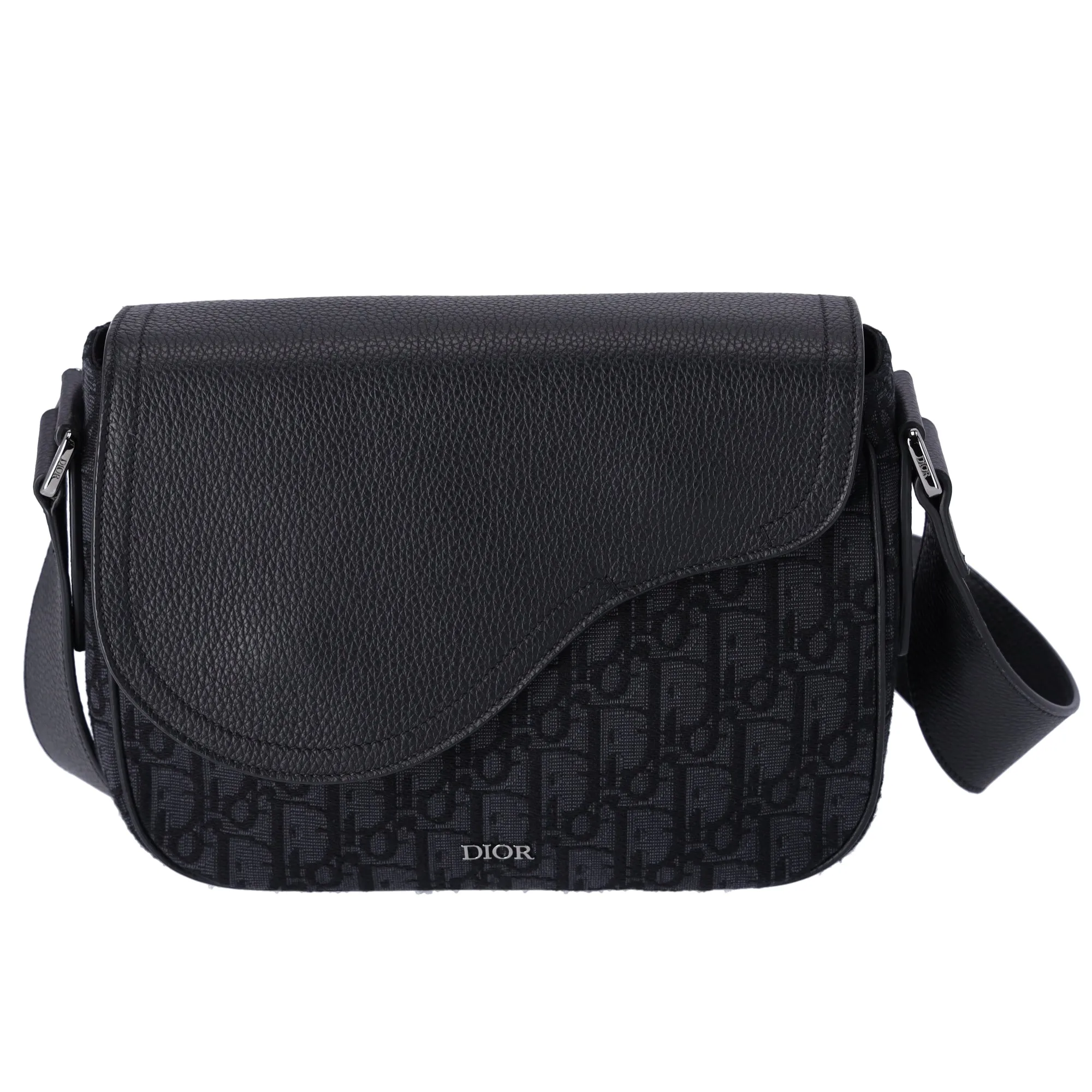 Christian Dior Saddle Mini Messenger Shoulder Bag Dark Gray Black Jacquard sold by Gaby's Bags