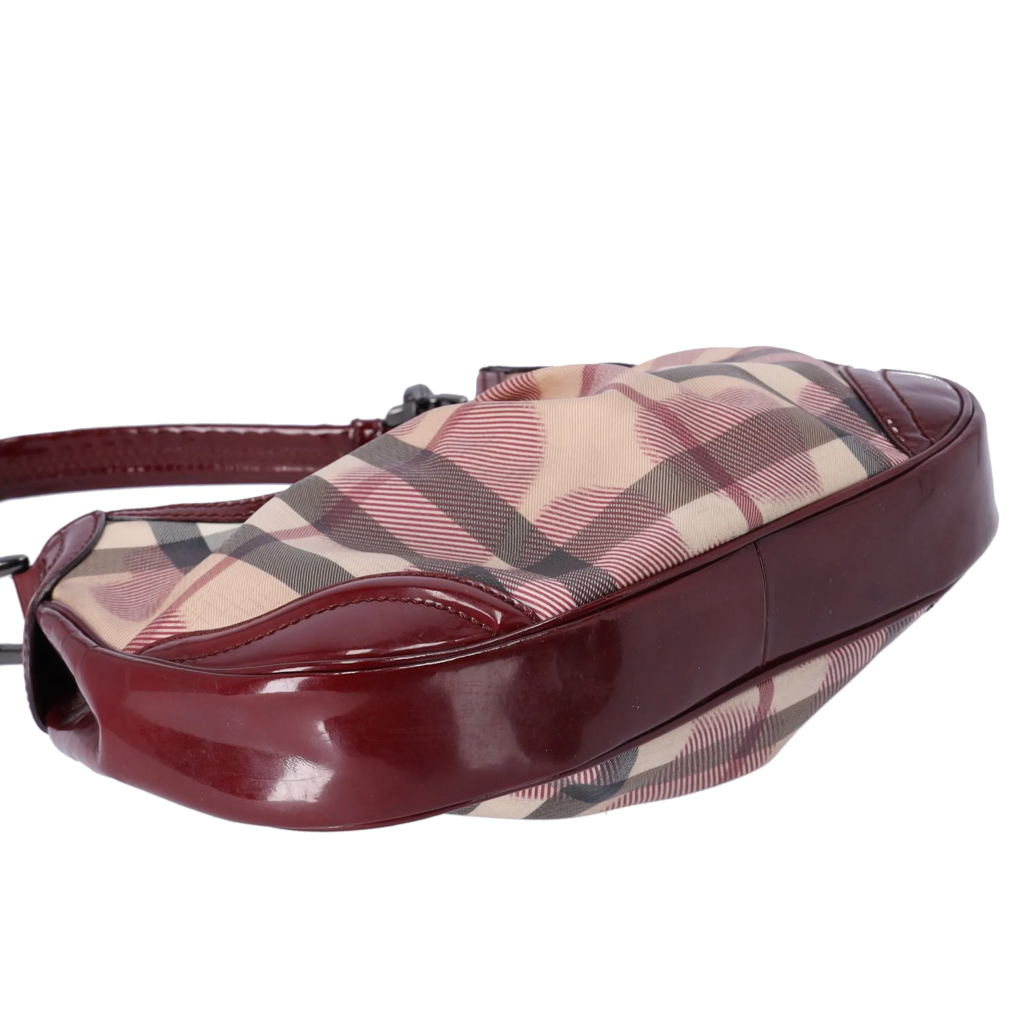 Burberry Nova Check Heart Half Moon Shoulder Bag Bordeaux Beige Multi sold by Gaby's Bags product image thumbnail 5