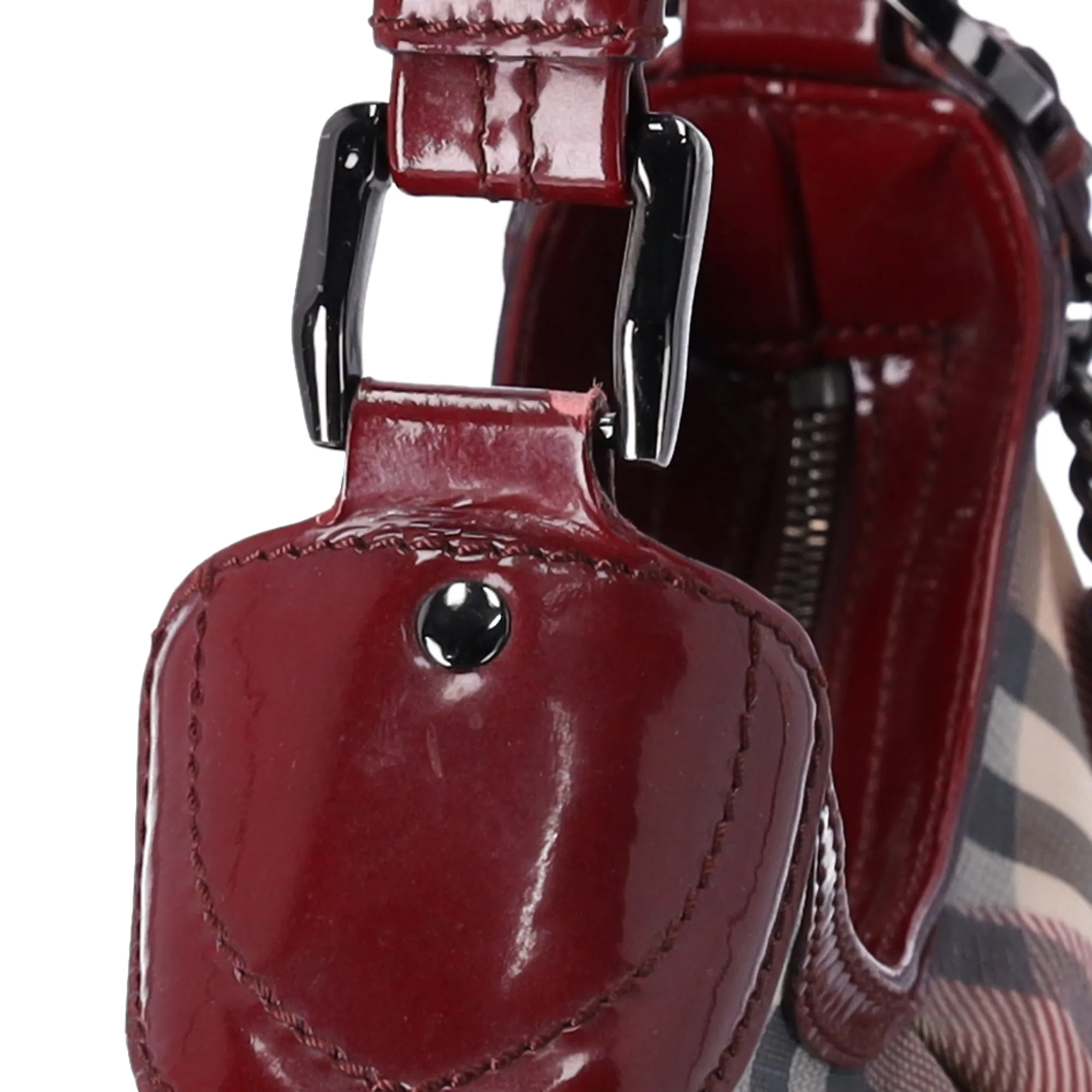 Burberry Nova Check Heart Half Moon Shoulder Bag Bordeaux Beige Multi sold by Gaby's Bags product image thumbnail 2