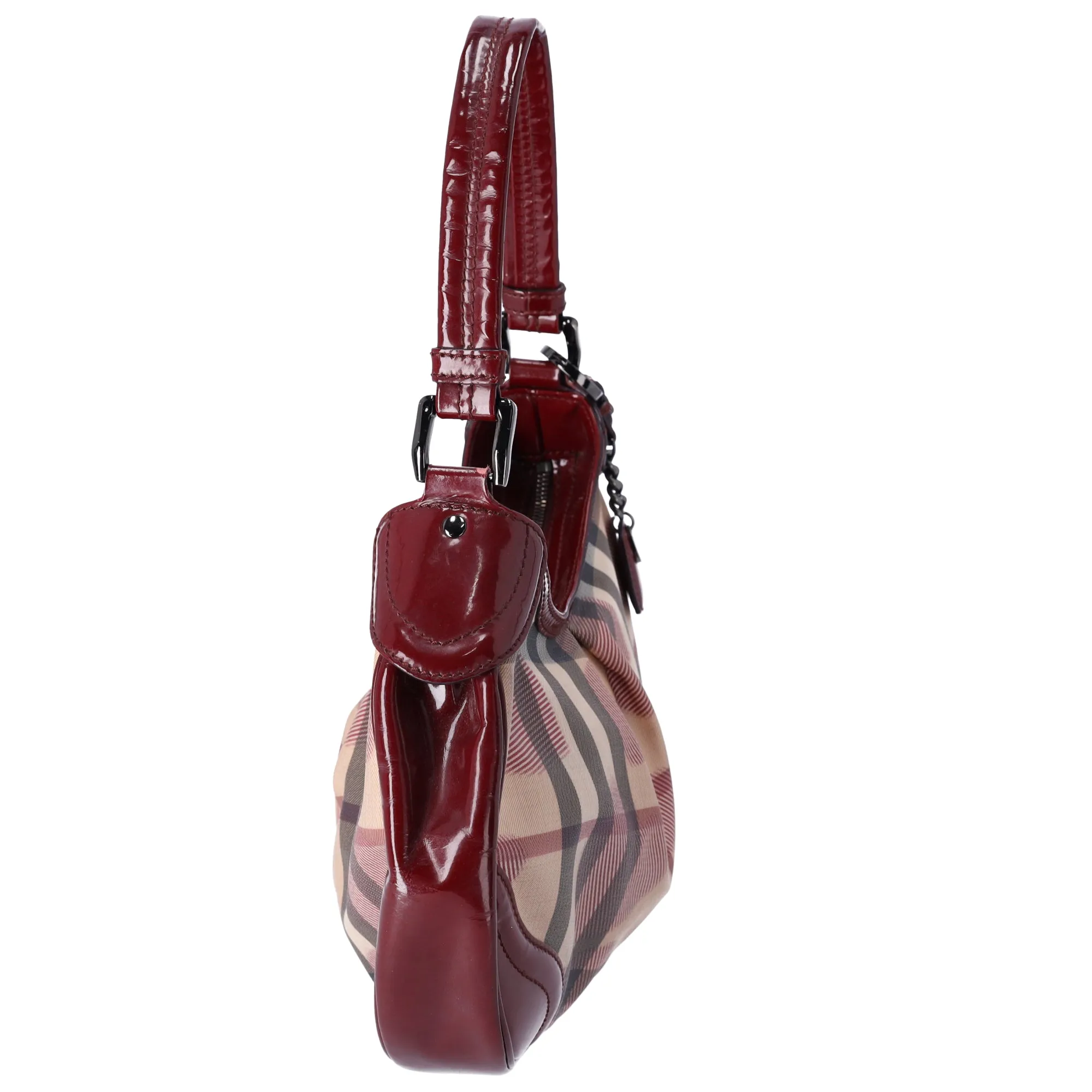 Burberry Nova Check Heart Half Moon Shoulder Bag Bordeaux Beige Multi sold by Gaby's Bags product image thumbnail 3