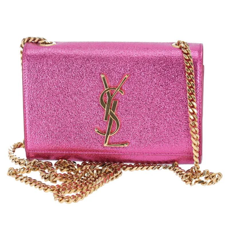 Saint Laurent Kate Shoulder Bag 354121 Metallic Pink Leather Hardware sold by Gaby's Bags