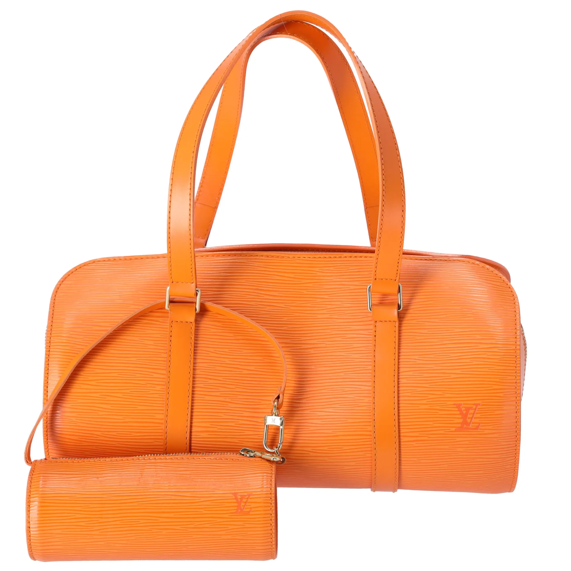 Louis Vuitton Soufflot Epi Handbag M5222H Mandarin Leather LV Logo + Pouch sold by Gaby's Bags