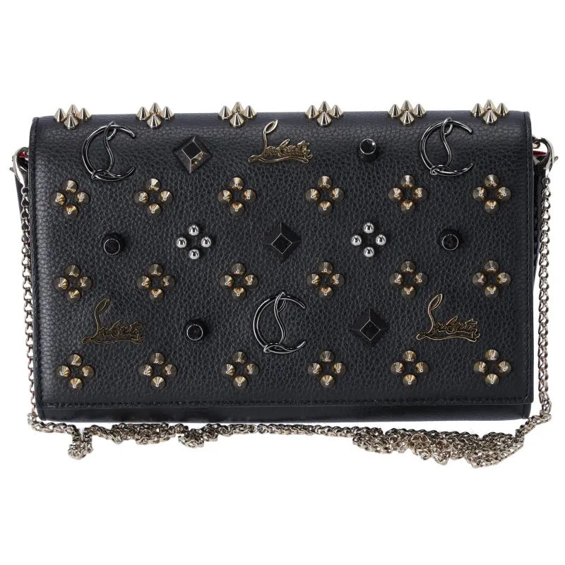 Christian Louboutin Spike Studs Paloma Clutch Crossbody Bag Black Multi sold by Gaby's Bags