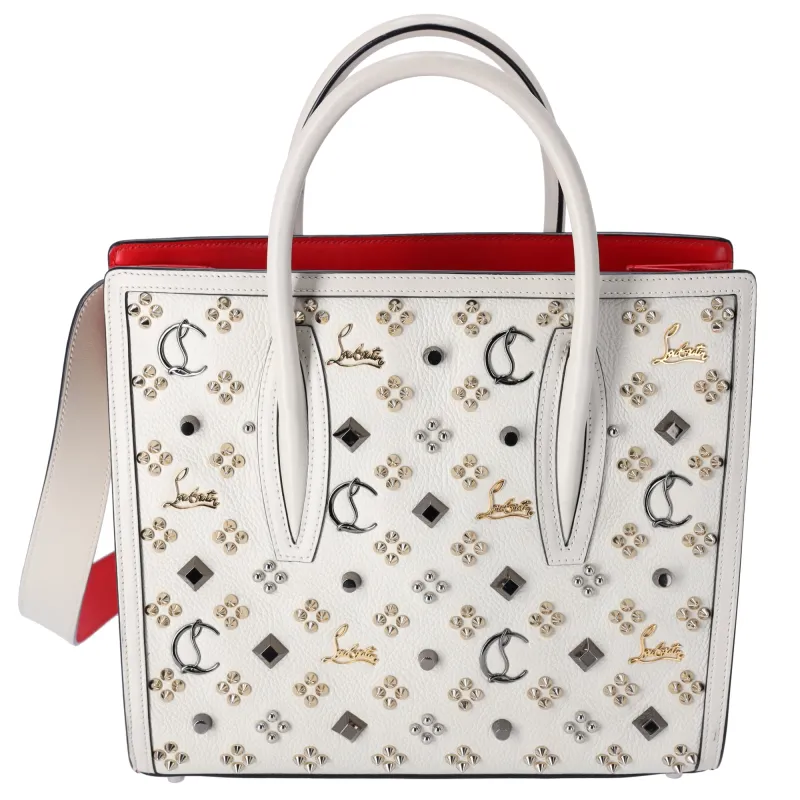 Christian Louboutin Paloma Medium Top Handle Bag White Studded sold by Gaby's Bags