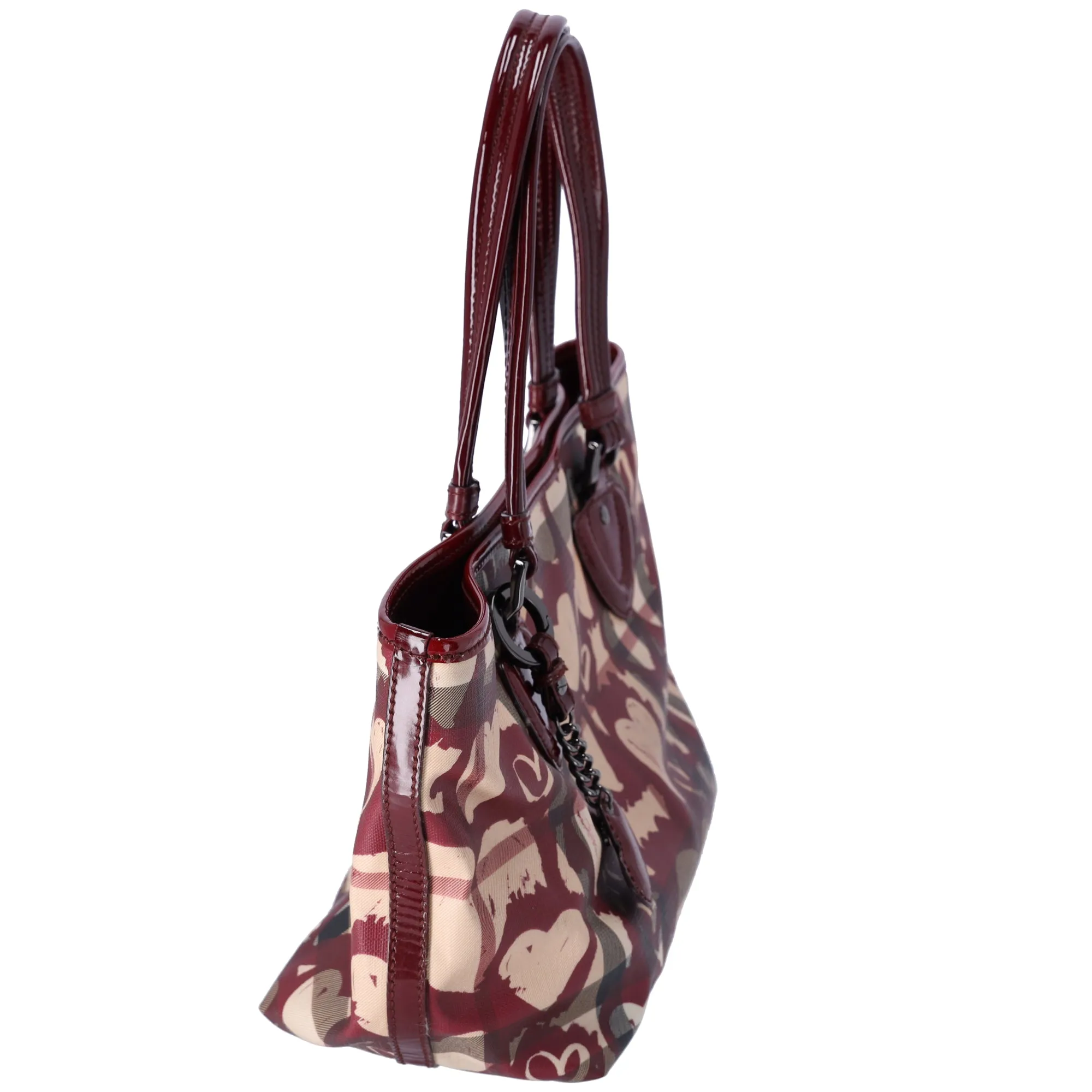 Burberry Nova Check Heart Tote Red Beige Multi PVC Patent Leather sold by Gaby's Bags product image thumbnail 3