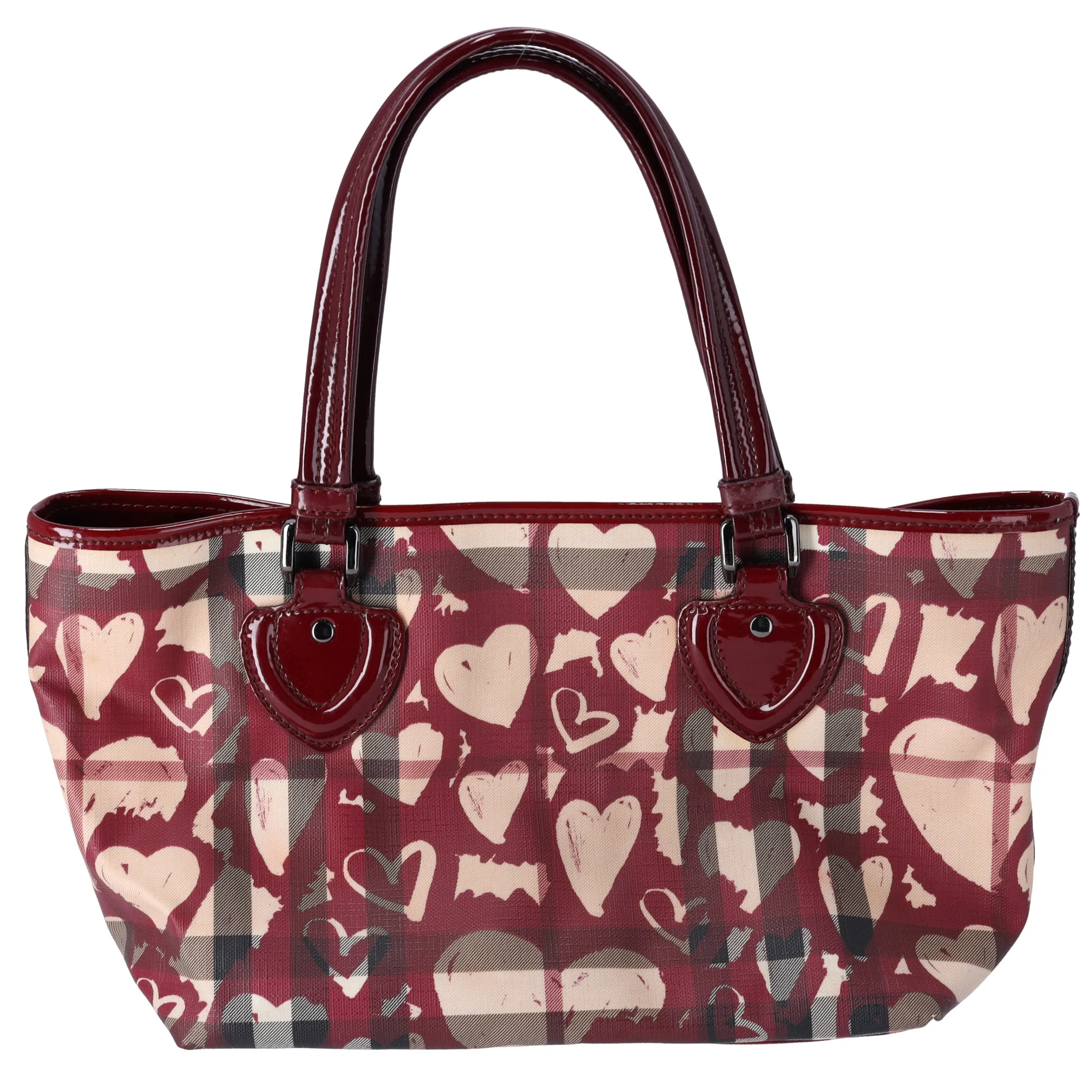 Burberry Nova Check Heart Tote Red Beige Multi PVC Patent Leather sold by Gaby's Bags product image thumbnail 4