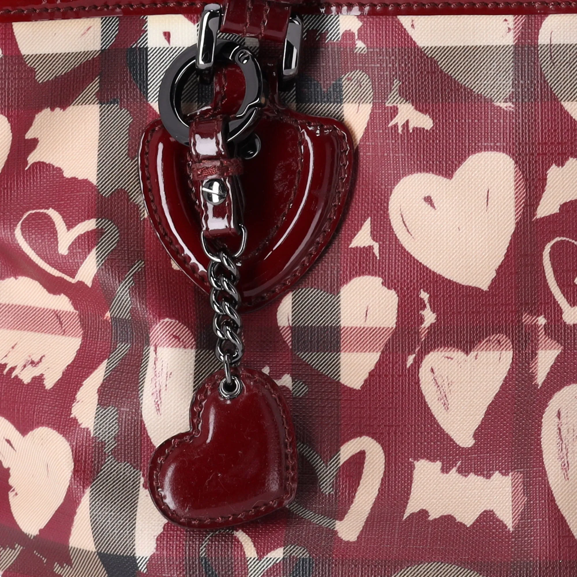 Burberry Nova Check Heart Tote Red Beige Multi PVC Patent Leather sold by Gaby's Bags product image thumbnail 2