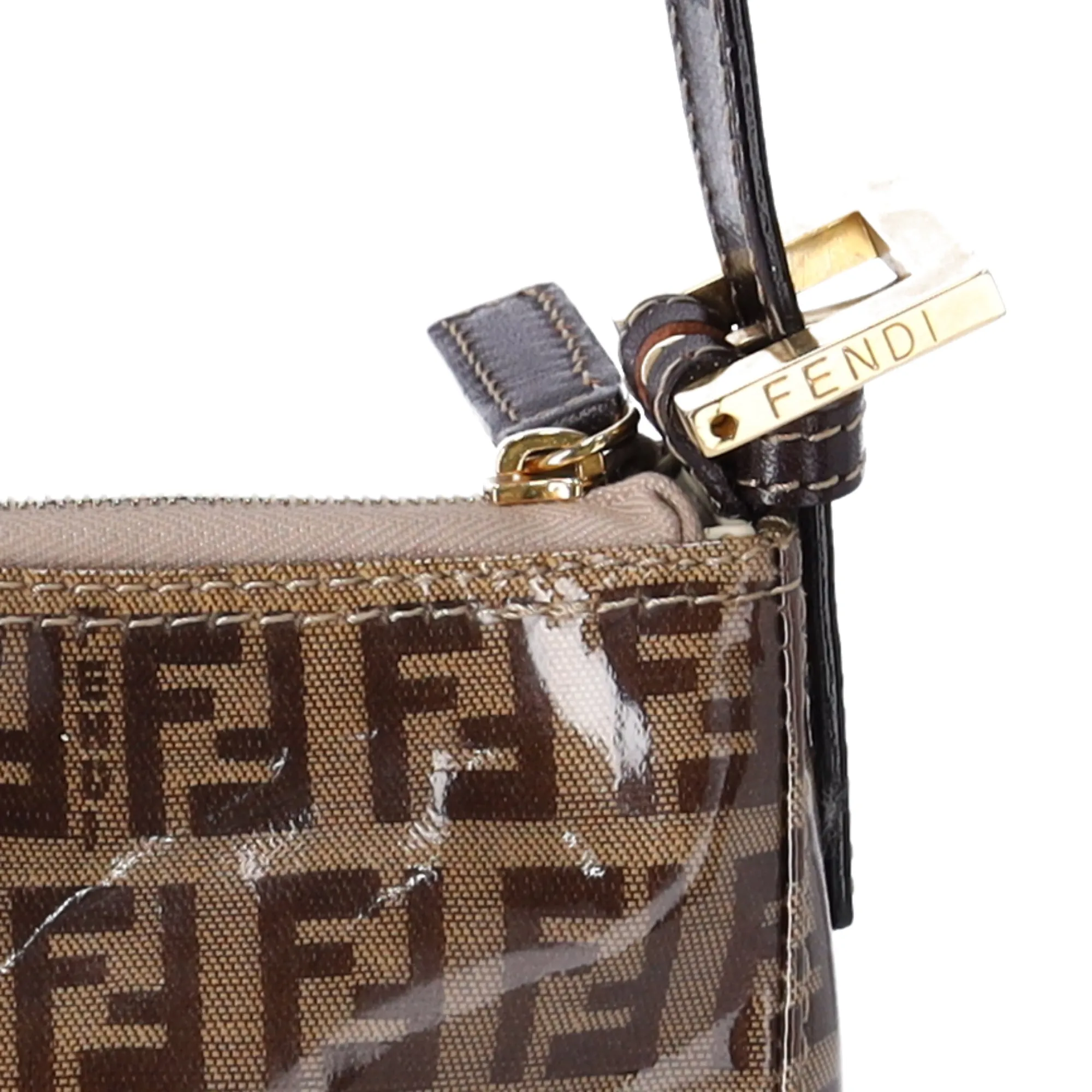 FENDI Zucchino Baguette Shoulder Bag Beige Dark Brown Coated Canvas sold by Gaby's Bags product image thumbnail 4