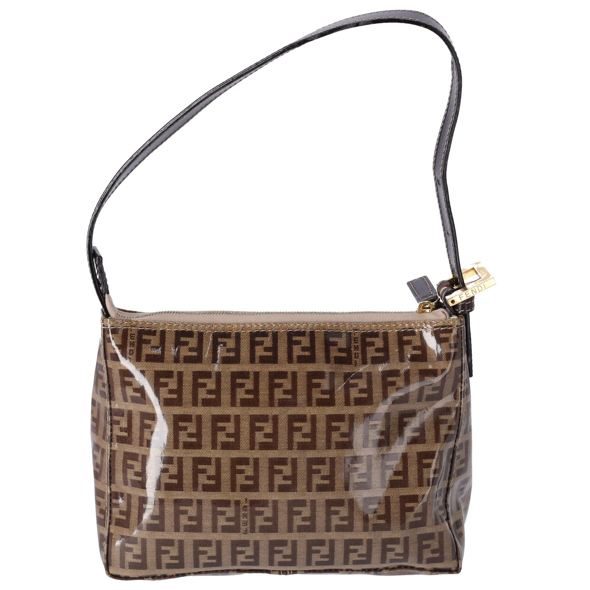 FENDI Zucchino Baguette Shoulder Bag Beige Dark Brown Coated Canvas sold by Gaby's Bags product image thumbnail 3