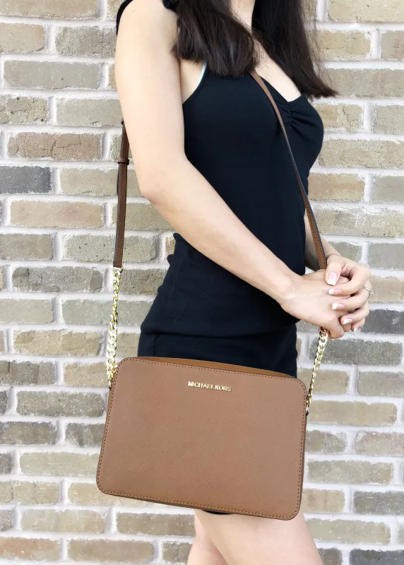 Michael Kors Jet Set East West Large Crossbody Luggage Brown sold by Gaby's Bags