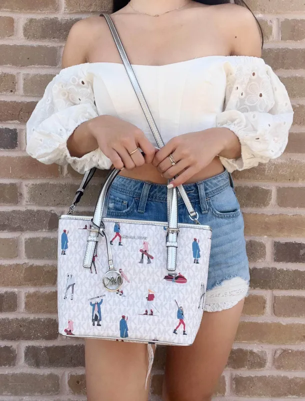 Michael Kors Jet Set XS Carryall Tote Crossbody Bright White MK Girls sold by Gaby's Bags