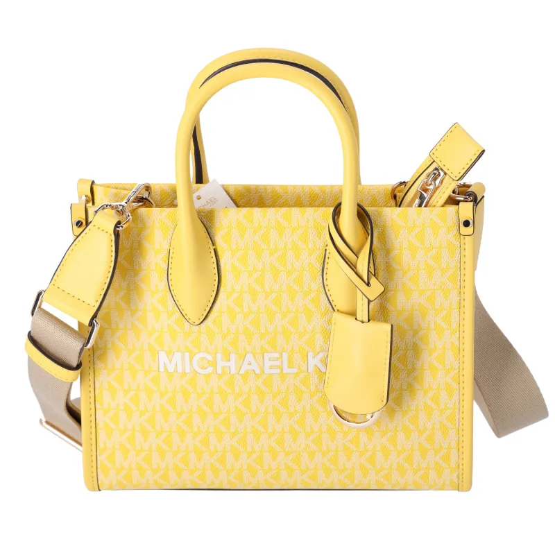 Michael Kors Mirella Small Top Zip Crossbody Bag Golden Yellow MK Signature sold by Gaby's Bags