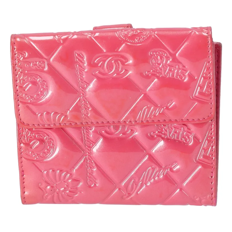 CHANEL Symbol Lucky Charm Double-hook Wallet Pink Patent Leather sold by Gaby's Bags