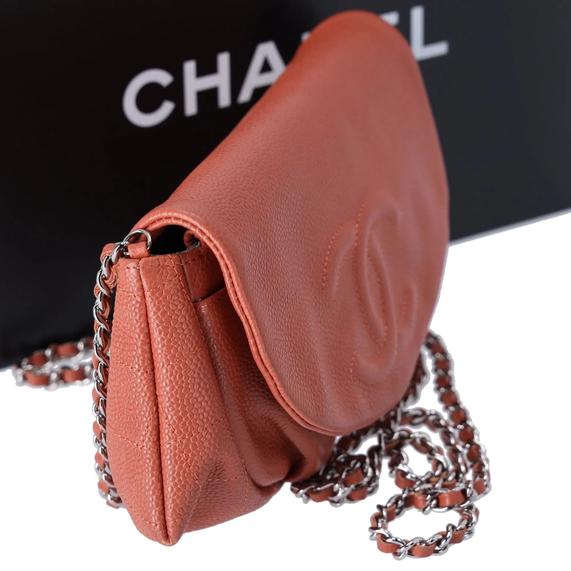 CHANEL Half Moon Flap Crossbody CC Logo Light Brown Caviar Leather sold by Gaby's Bags product image thumbnail 4