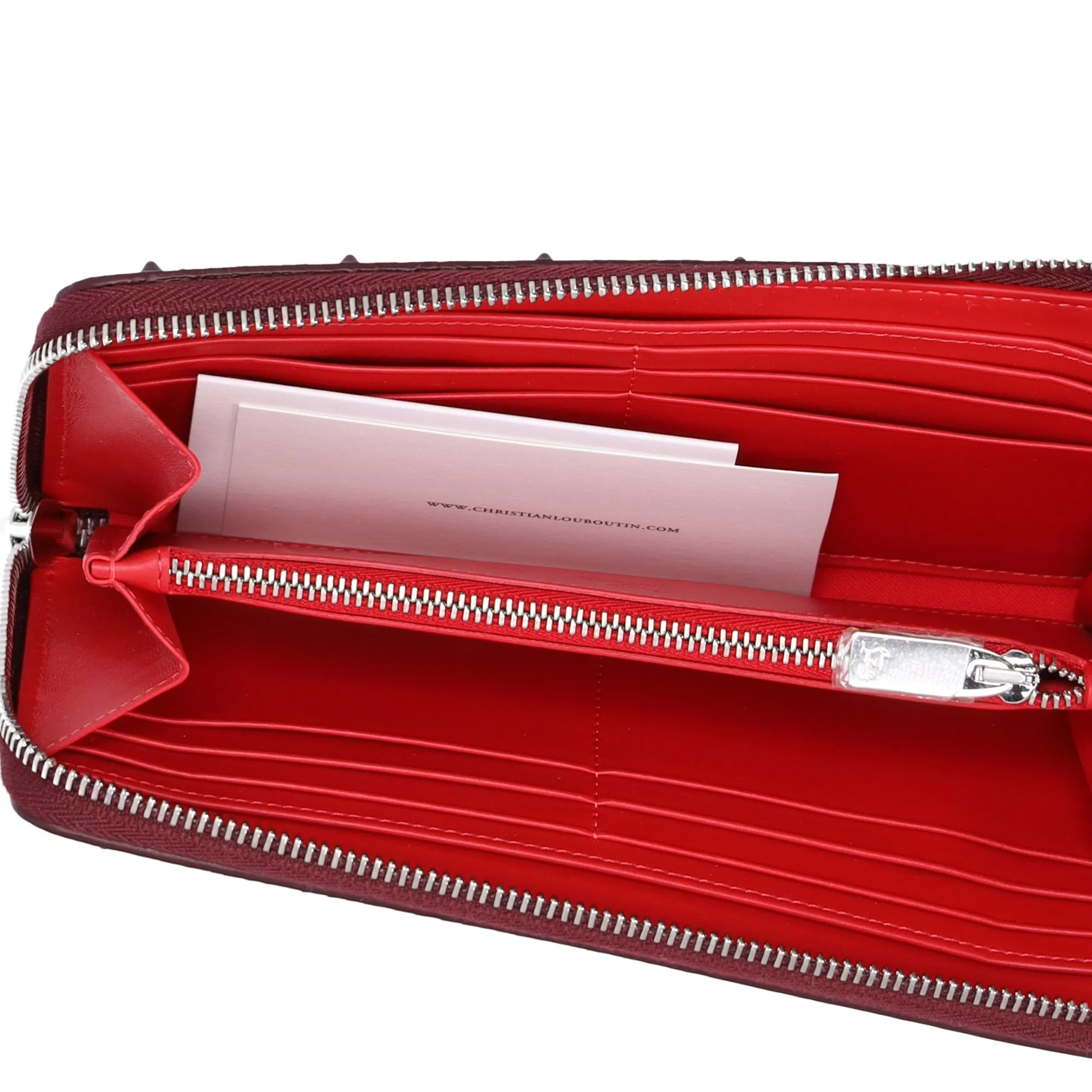 Christian Louboutin Panettone Studded Zip Around Wallet Burgundy sold by Gaby's Bags product image thumbnail 5