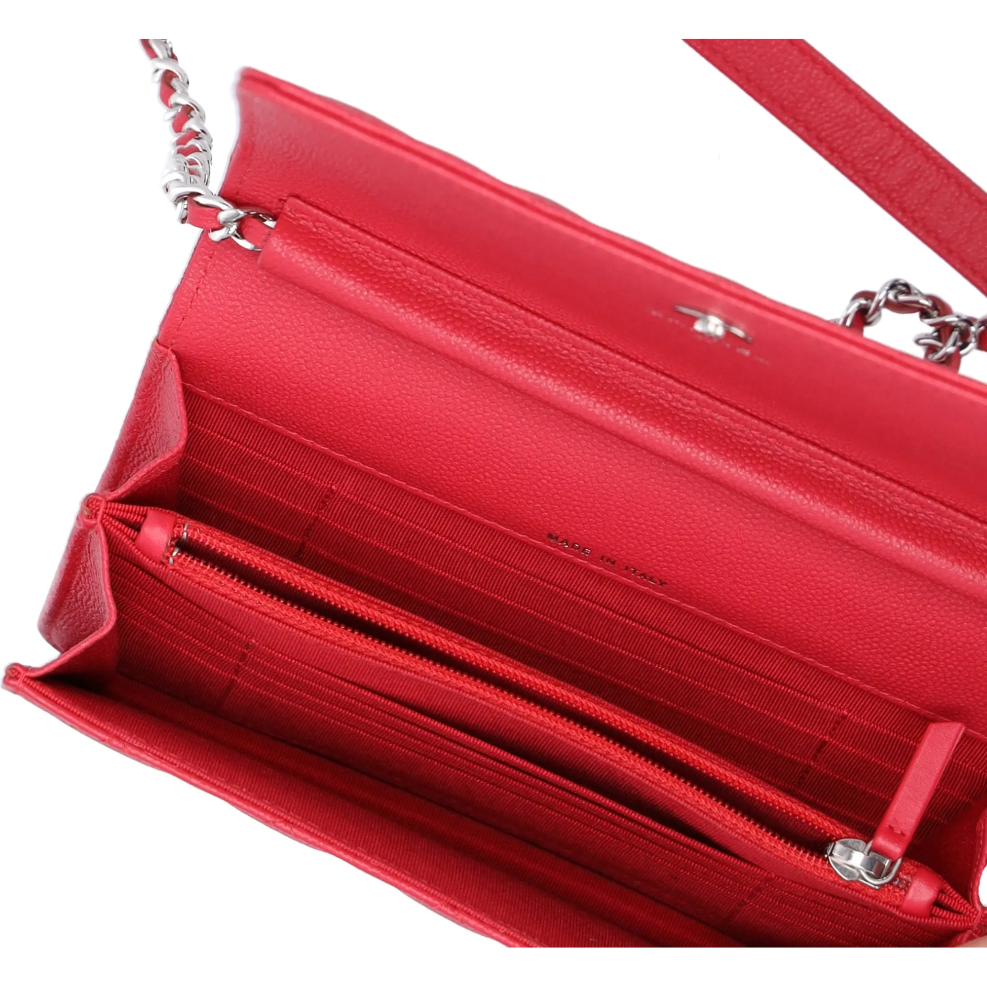 CHANEL Classic Square Wallet on Chain WOC Crossbody Red Quilted Caviar sold by Gaby's Bags product image thumbnail 5