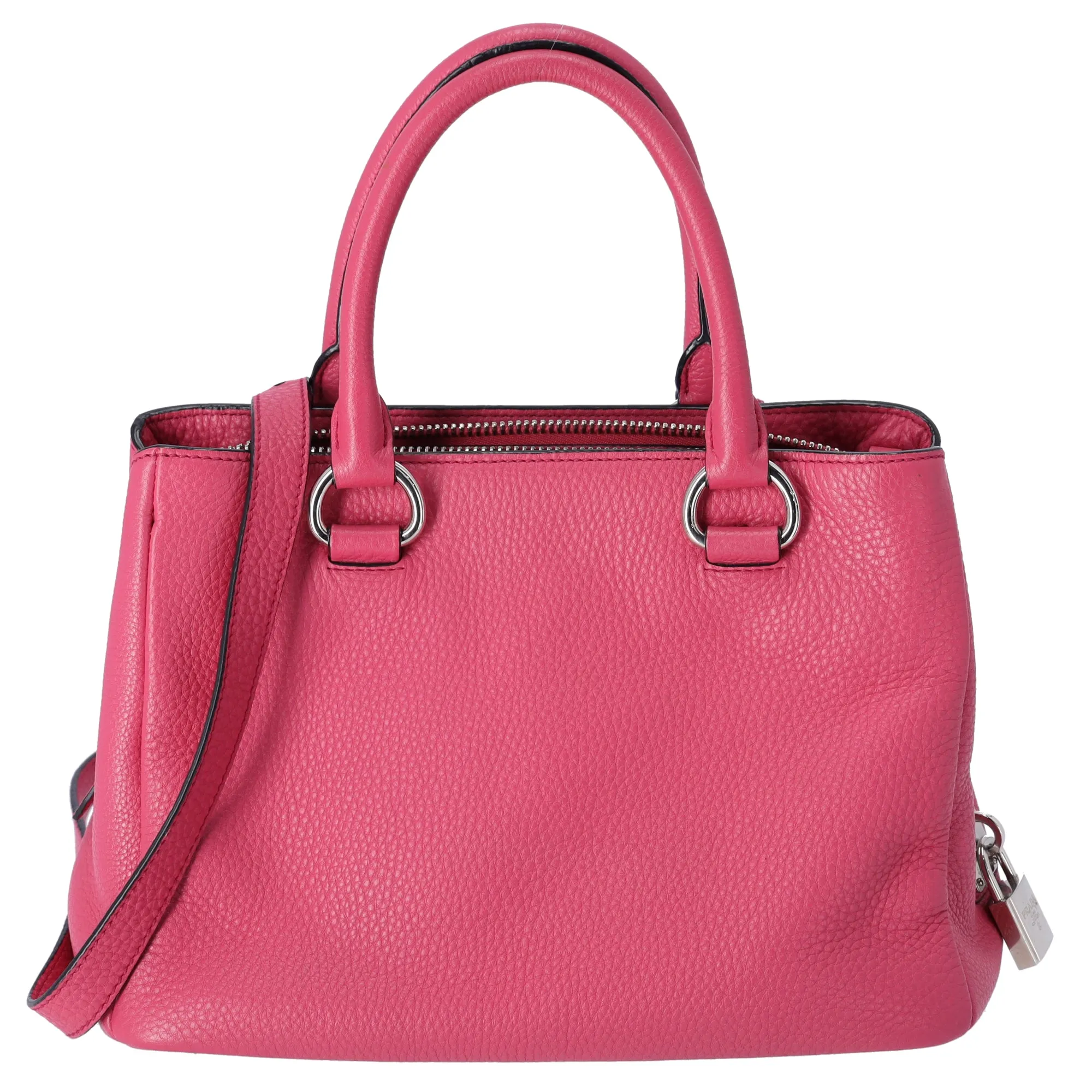 PRADA Triangle Logo Triple Compartment Satchel Handbag BN2853 Pink Leather sold by Gaby's Bags product image thumbnail 3