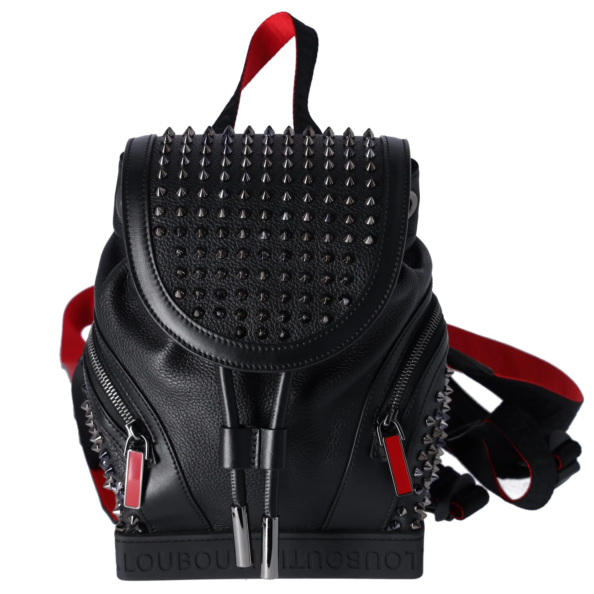 Christian Louboutin Explorer Funk Small Backpack 3215038 Black Red Calf Leather sold by Gaby's Bags