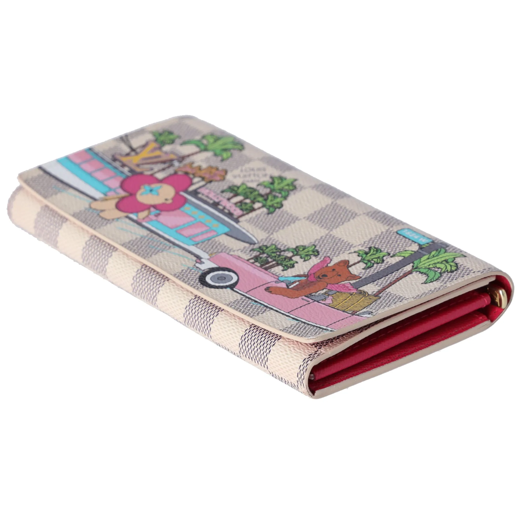 Louis Vuitton Sarah Wallet Monogram Vivienne Fuchsia Pink Damier Azur sold by Gaby's Bags product image thumbnail 4