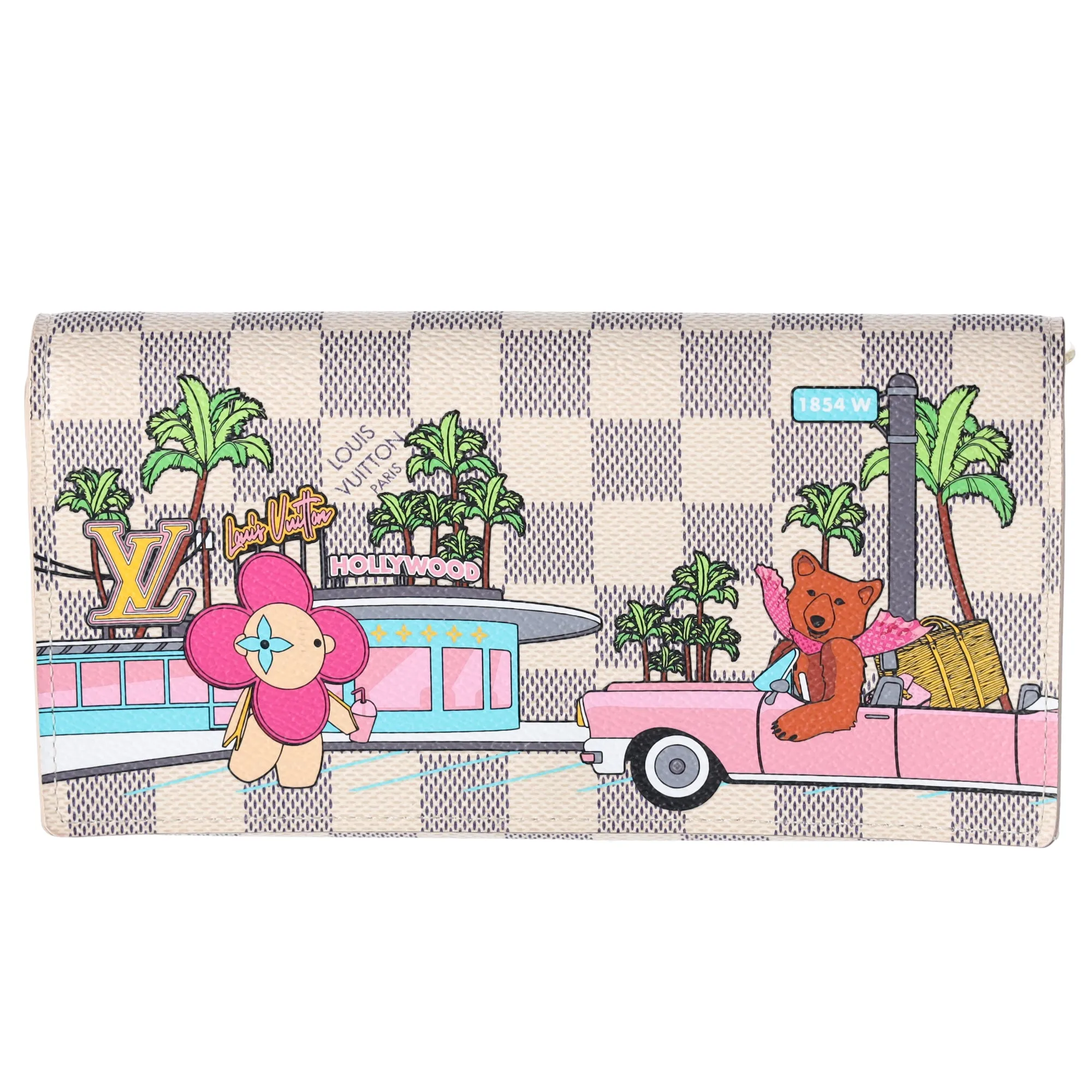 Louis Vuitton Sarah Wallet Monogram Vivienne Fuchsia Pink Damier Azur sold by Gaby's Bags