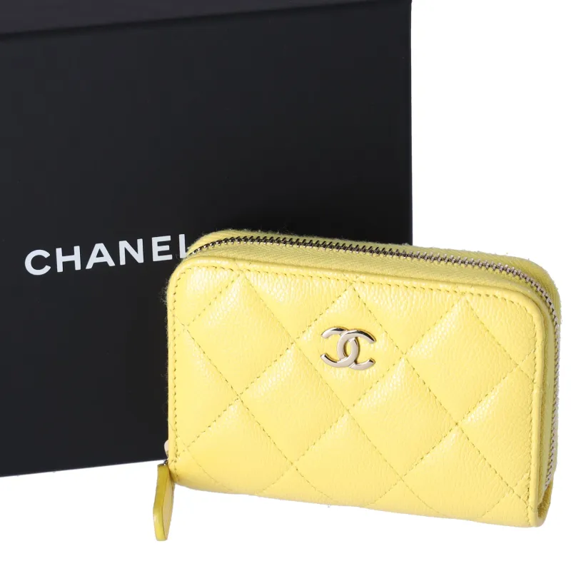 CHANEL Matelasse Card Wallet Yellow Caviar Leather sold by Gaby's Bags