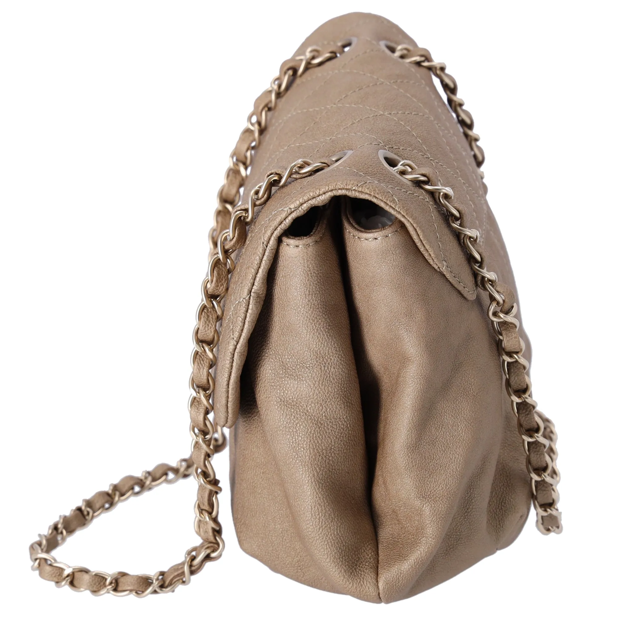 CHANEL Trianon Messenger Flap Bag Metallic Calfskin Quilted Gold sold by Gaby's Bags product image thumbnail 2