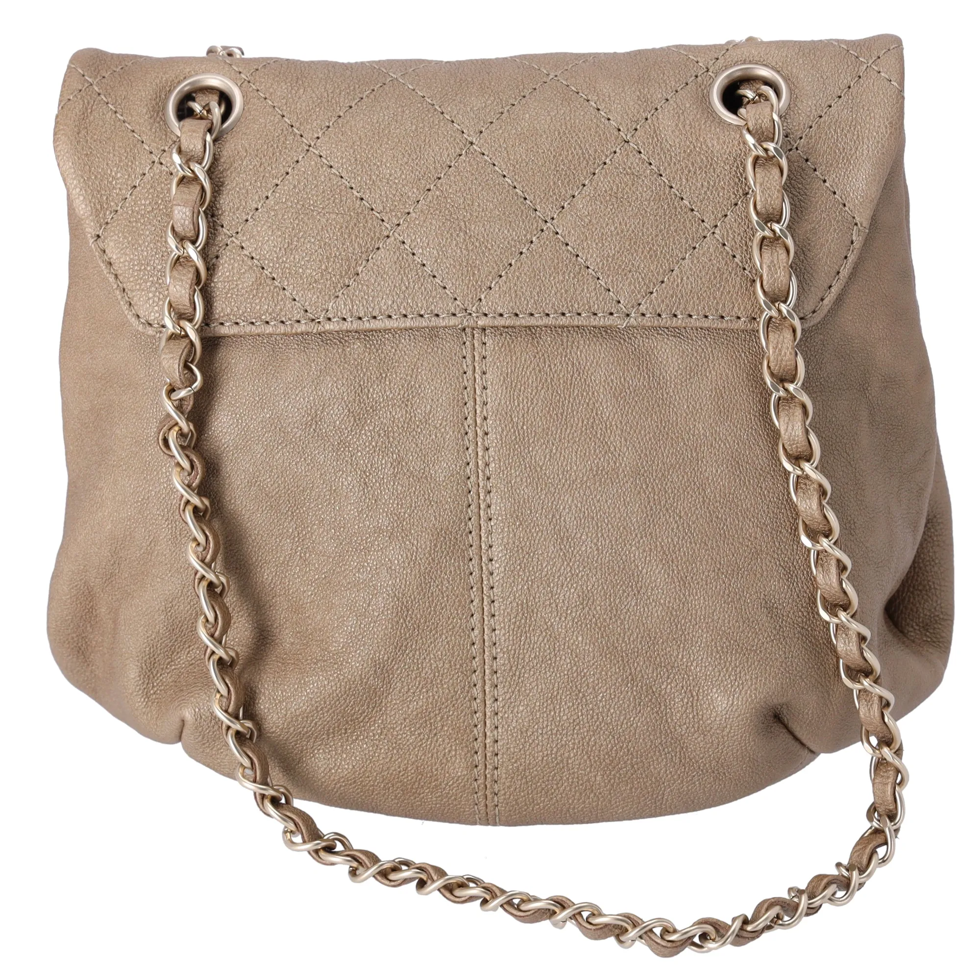 CHANEL Trianon Messenger Flap Bag Metallic Calfskin Quilted Gold sold by Gaby's Bags product image thumbnail 3