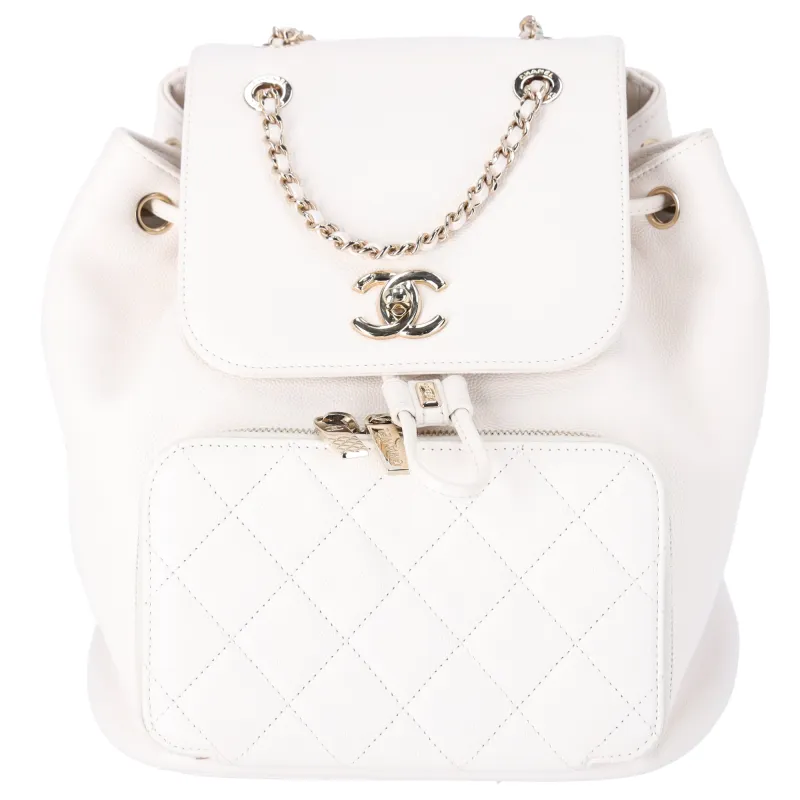 Chanel Caviar Quilted Business Affinity Backpack White sold by Gaby's Bags
