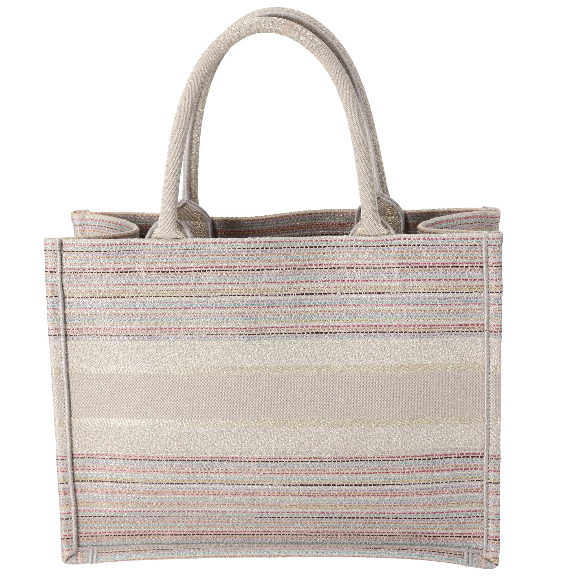 Christian Dior Medium Book Tote Canvas Embroidered Stripes Beige Multicolor sold by Gaby's Bags product image thumbnail 4