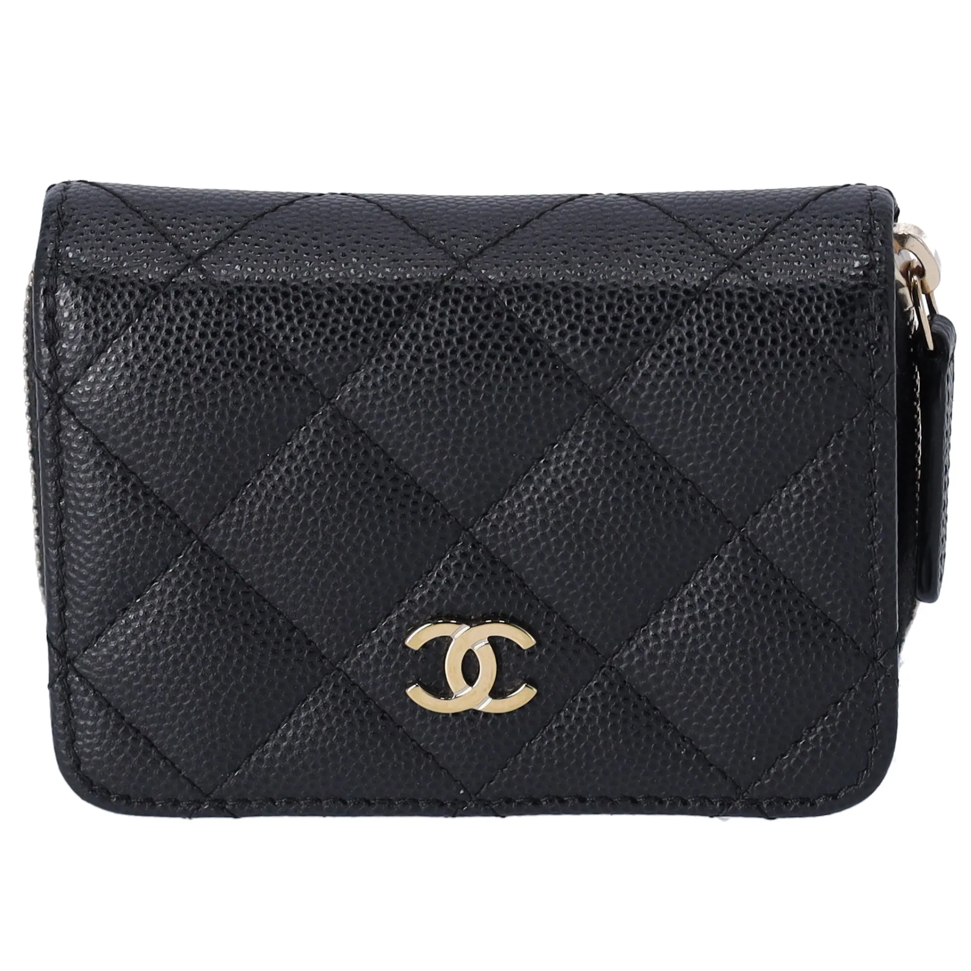 CHANEL Matelasse Compact Bifold Coin Wallet AP1958 Black Caviar Leather sold by Gaby's Bags