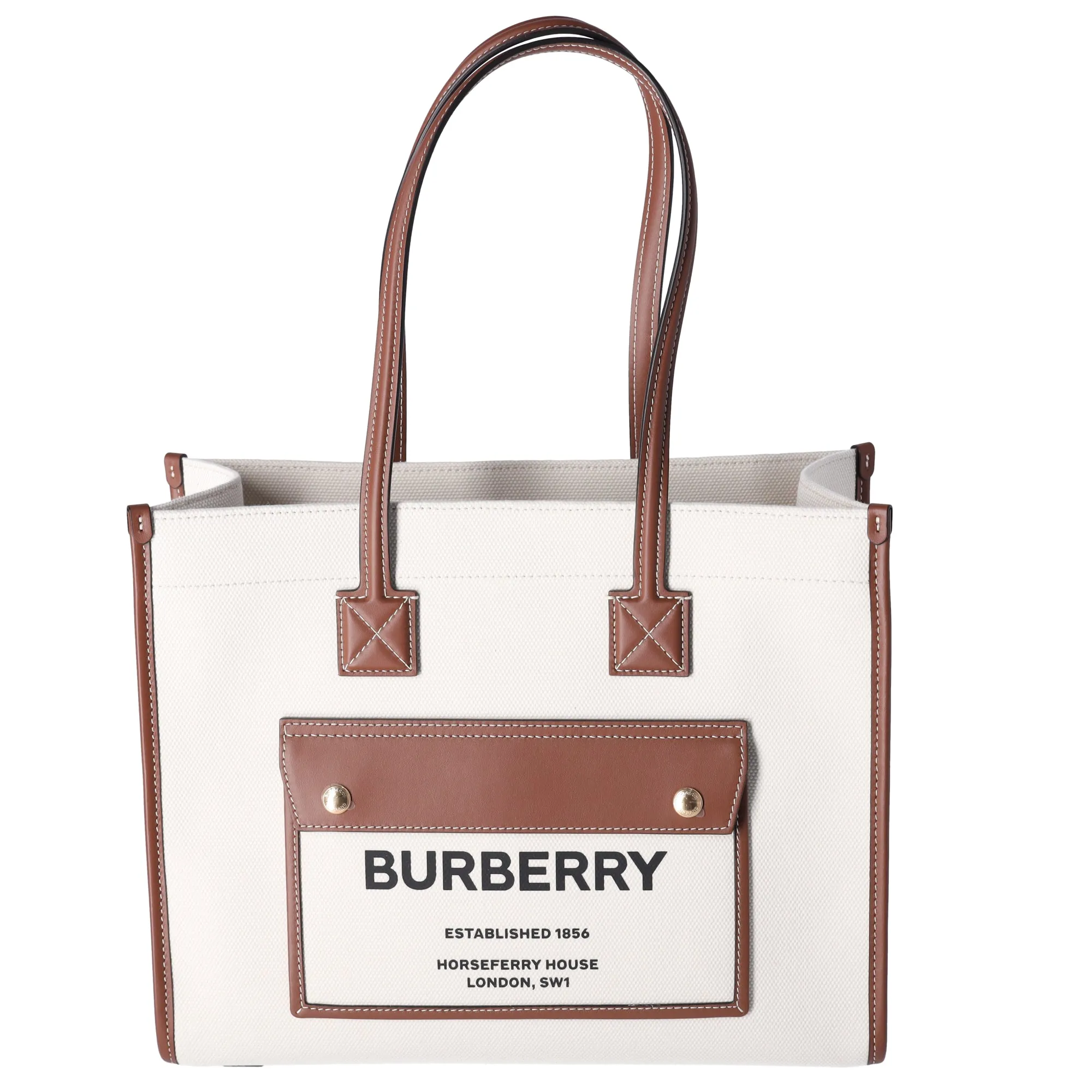 Burberry Small Freya Tote Tote Bag 8044138 Cream Brown Canvas Leather sold by Gaby's Bags