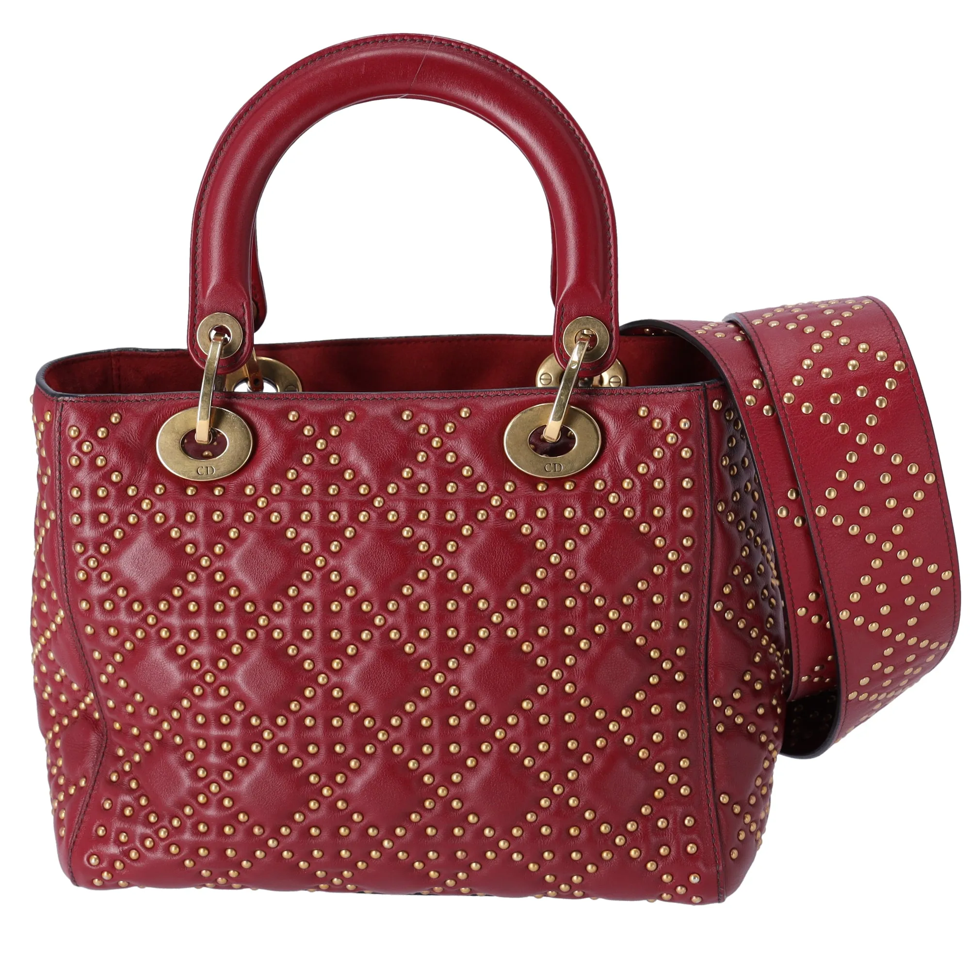 Christian Dior Lady Dior Medium Bag Handbag Red Leather Studded sold by Gaby's Bags product image thumbnail 3