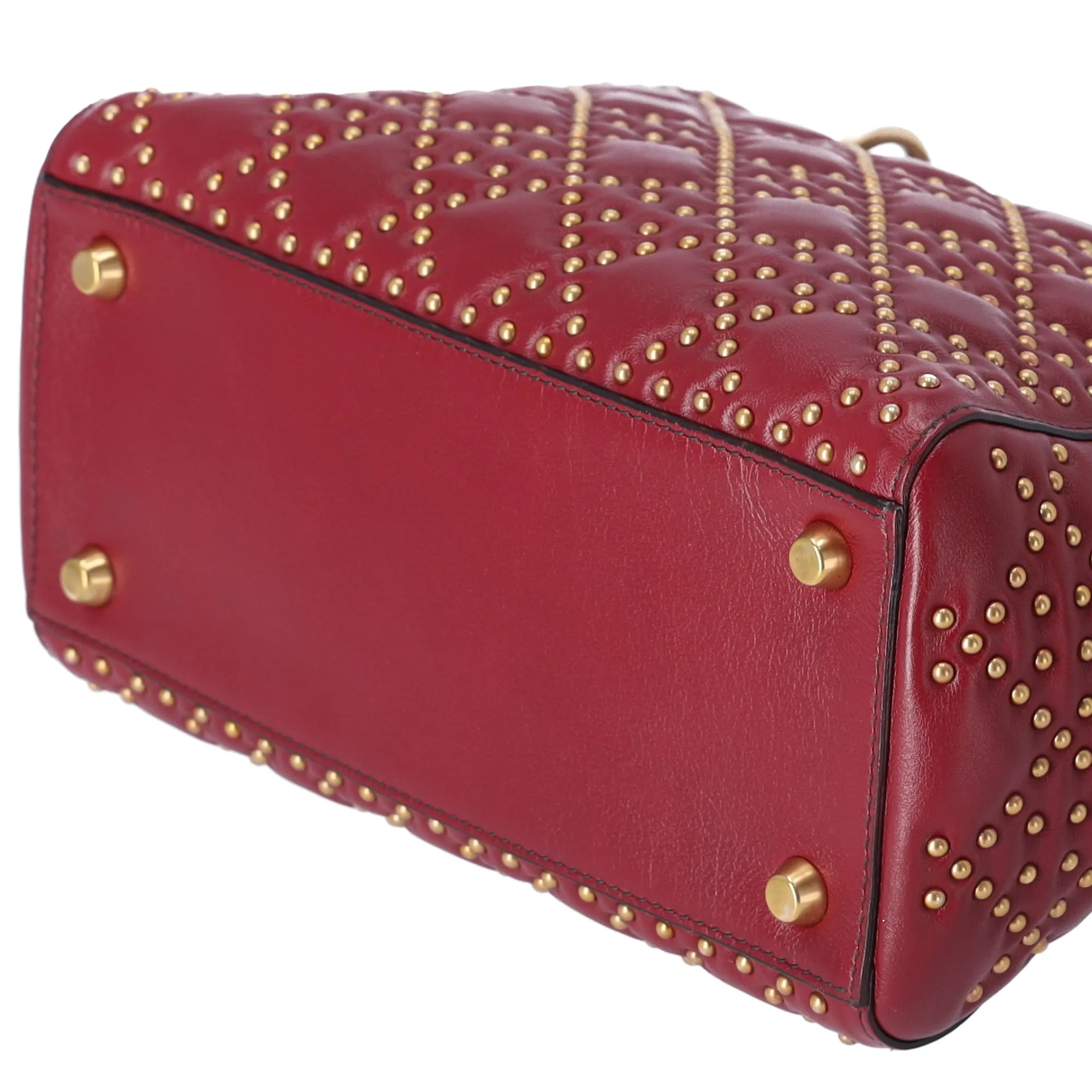 Christian Dior Lady Dior Medium Bag Handbag Red Leather Studded sold by Gaby's Bags product image thumbnail 4