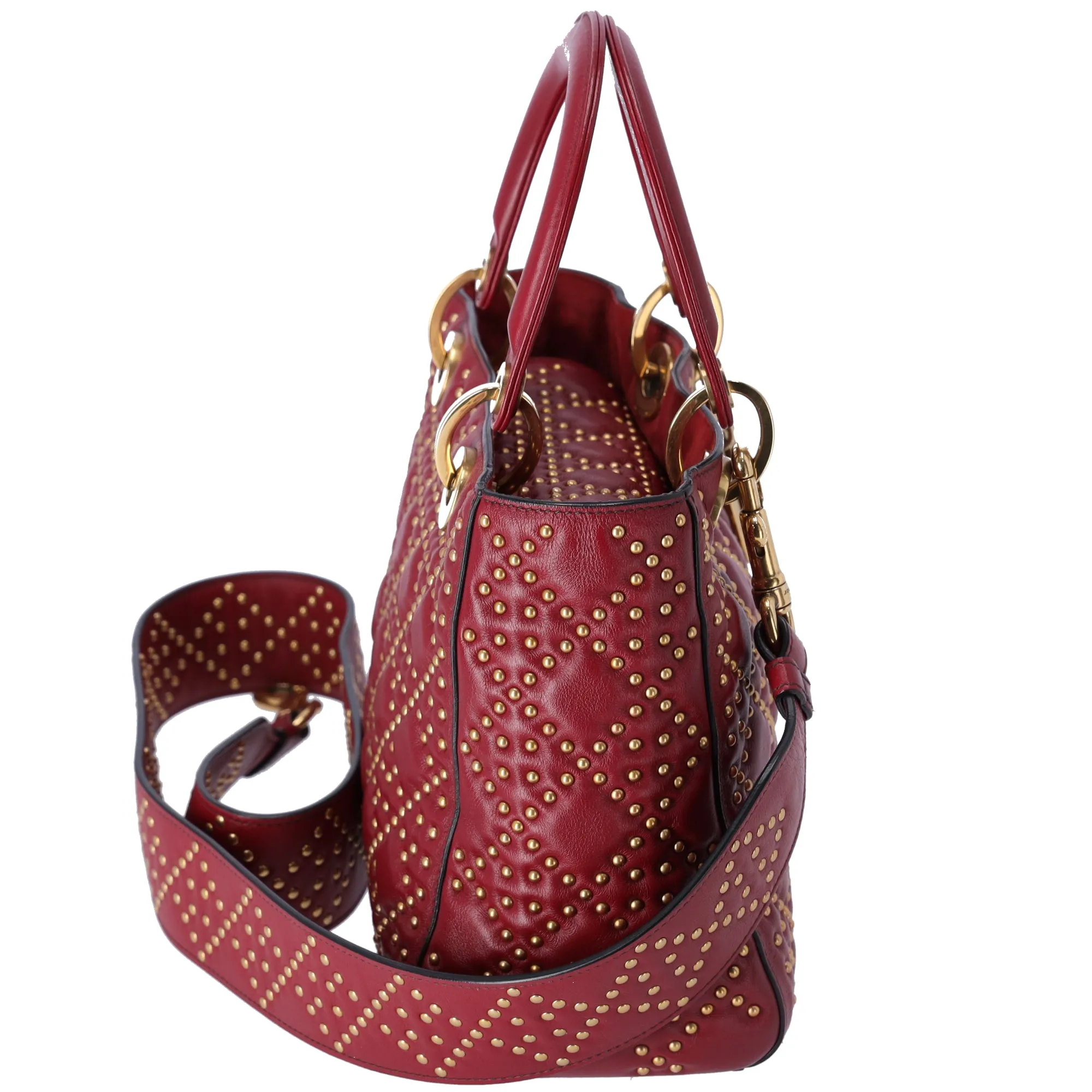 Christian Dior Lady Dior Medium Bag Handbag Red Leather Studded sold by Gaby's Bags product image thumbnail 2
